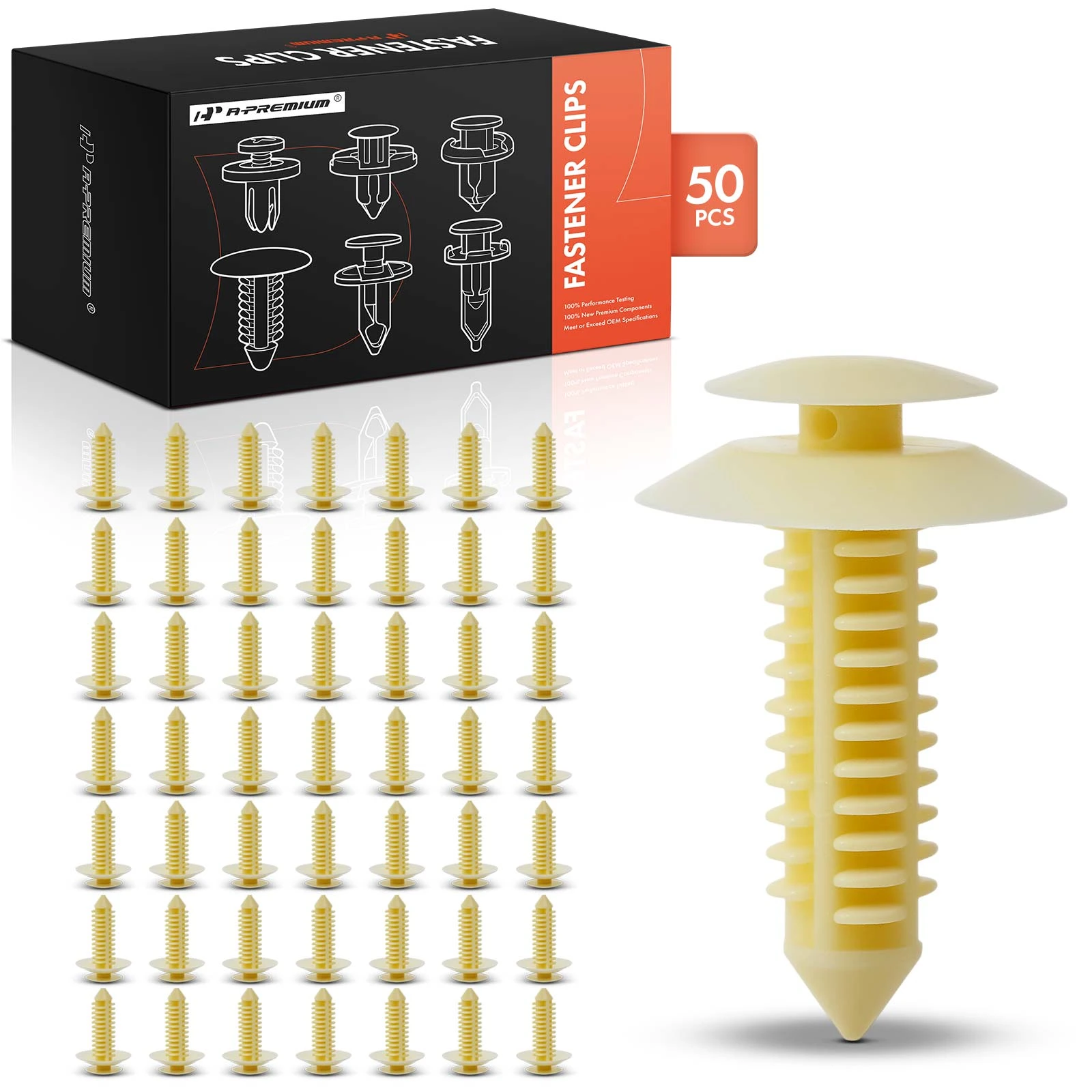 50 Pcs 8mm Nylon Fender Trim Panel Retainer Clip