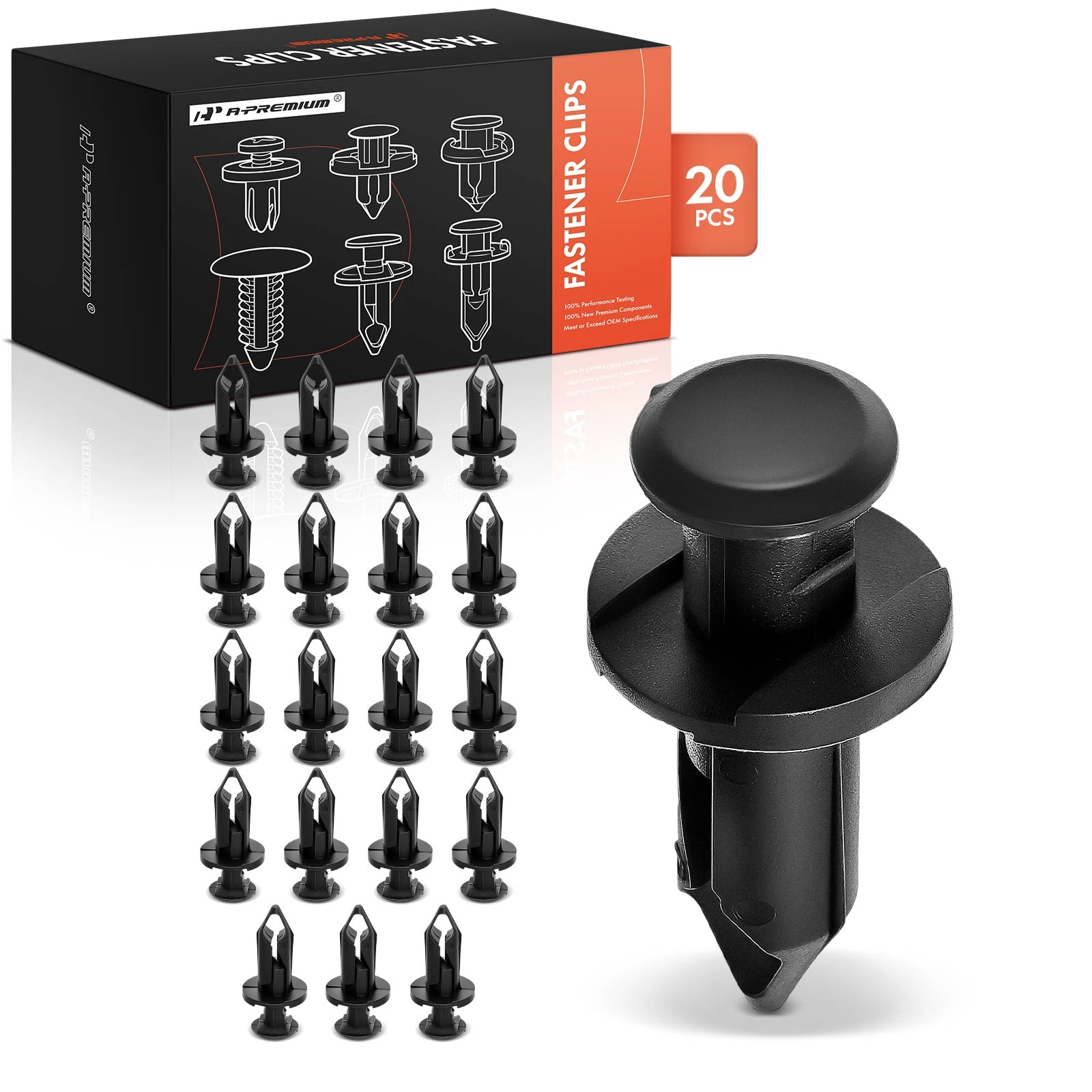 20 Pcs 8mm Nylon Bumper Retainer Clip with Closed End Push-Type