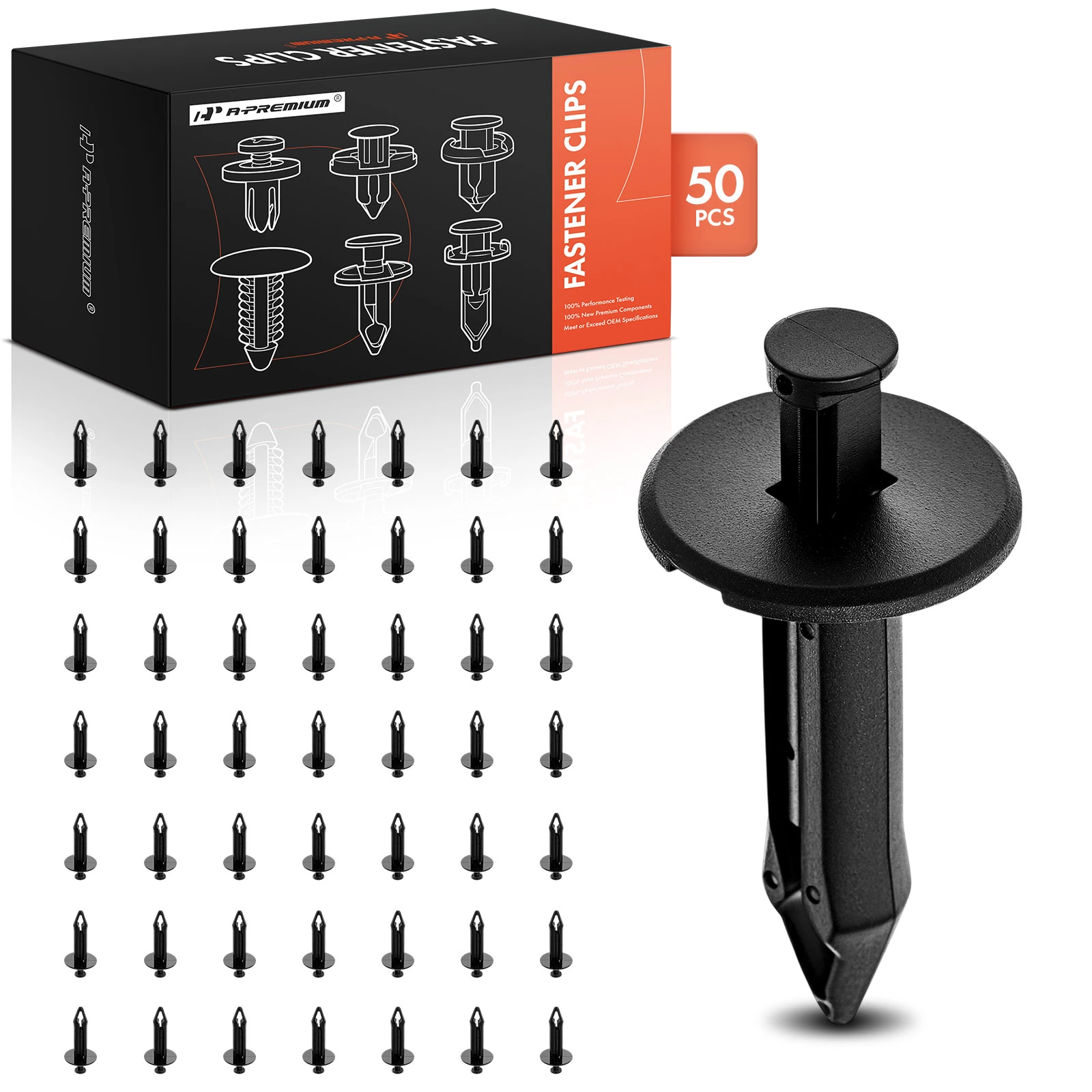 50 Pcs 11.11mm Nylon Black Bumper Fascia Retainer Clip A-Premium APRCF3871