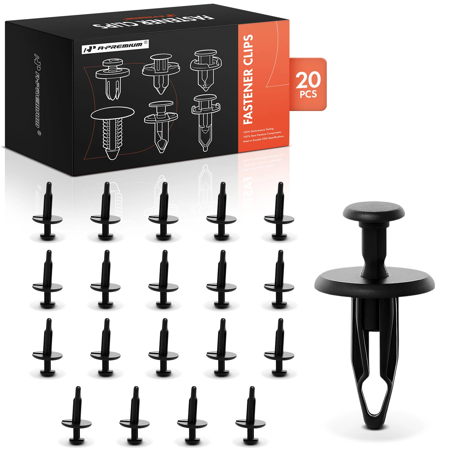 20 Pcs 6.4mm Fender Molding Retainer Clip Push-Type