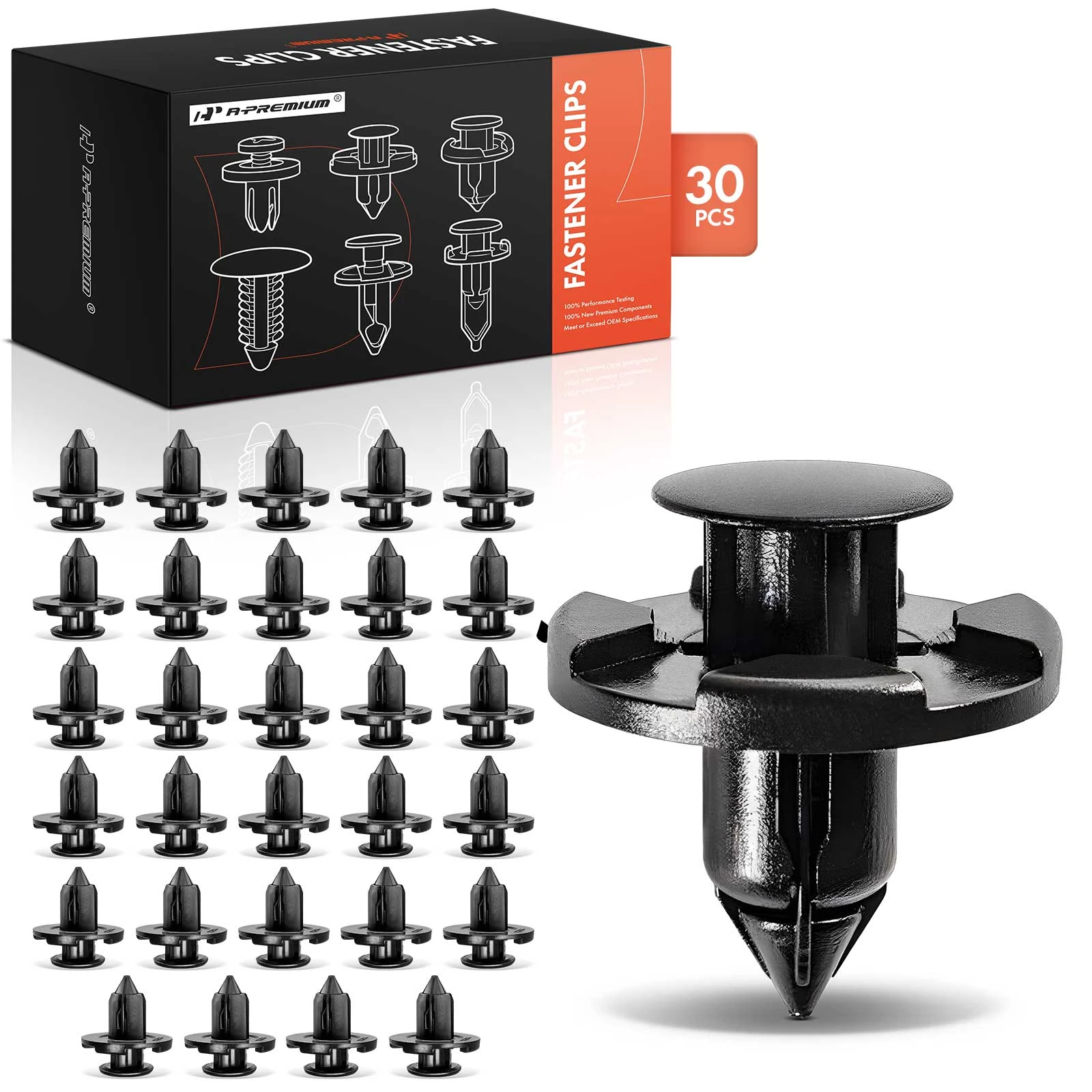 2014-2022 INFINITI Q60 30 Pcs 8mm Nylon Black Bumper Fender Trim Panel Retainer Clip A-Premium APRCF4299