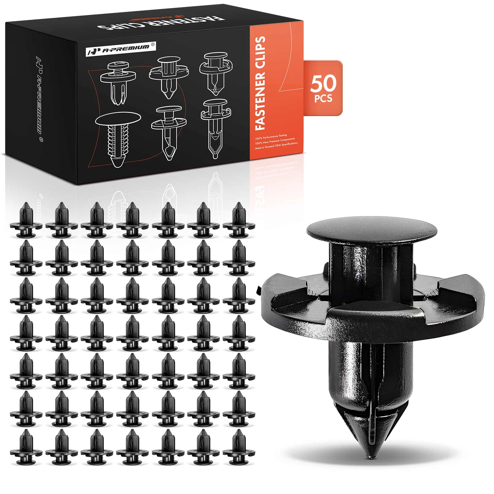 50 Pcs 8mm Nylon Bumper Fender Trim Panel Retainer Clip