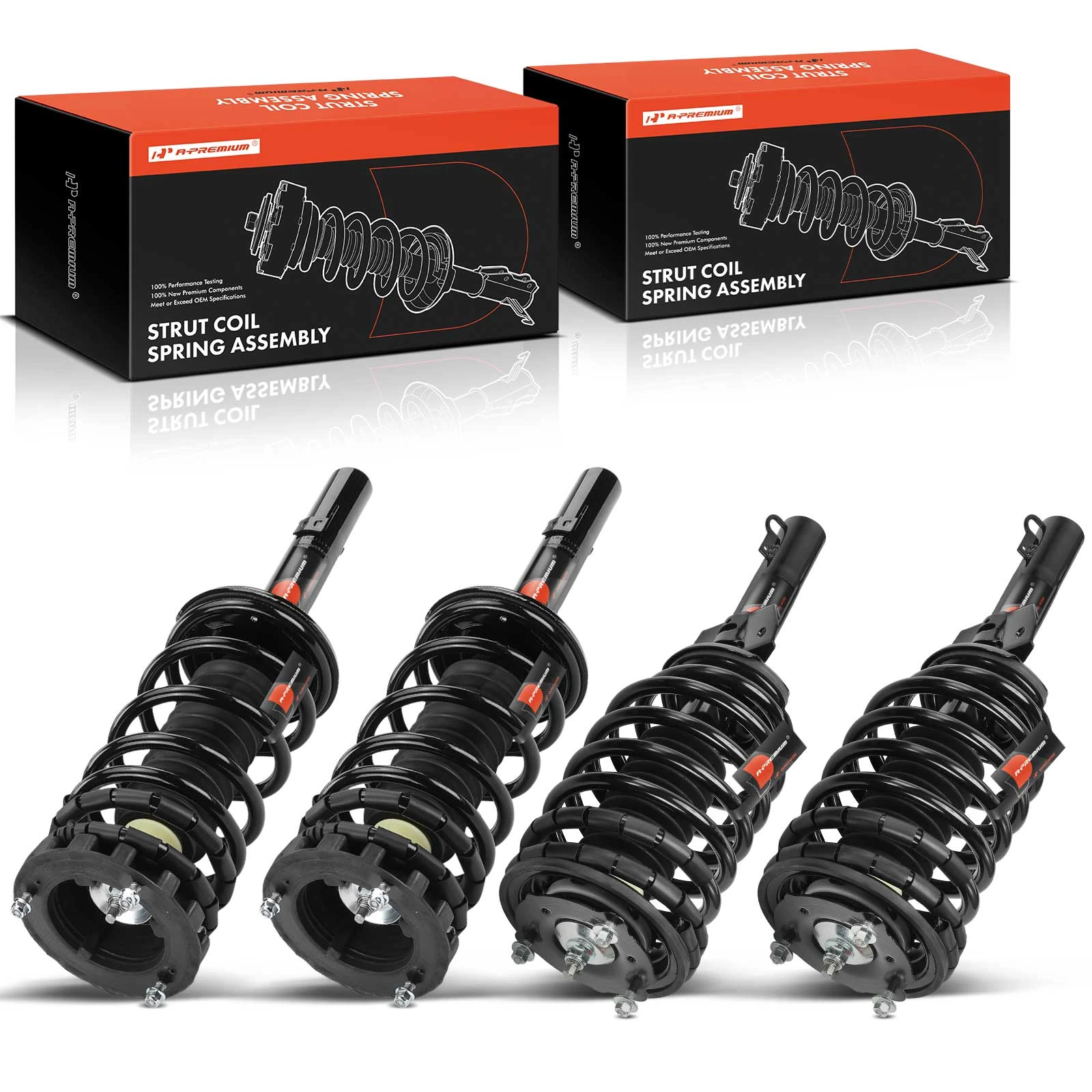 4 Pcs Front & Rear Complete Strut & Coil Spring Assembly