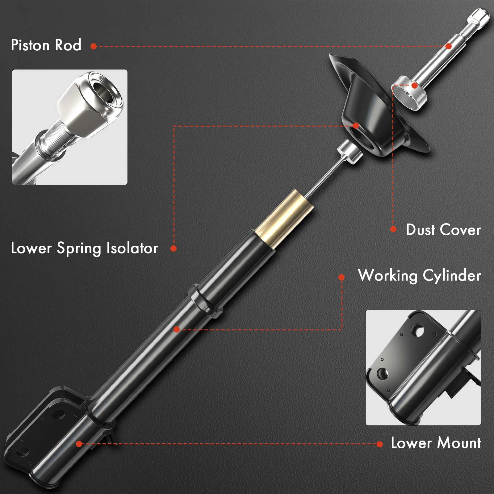 2-Pc Shock Absorber, Front Driver & Passenger, A-Premium APSA1493