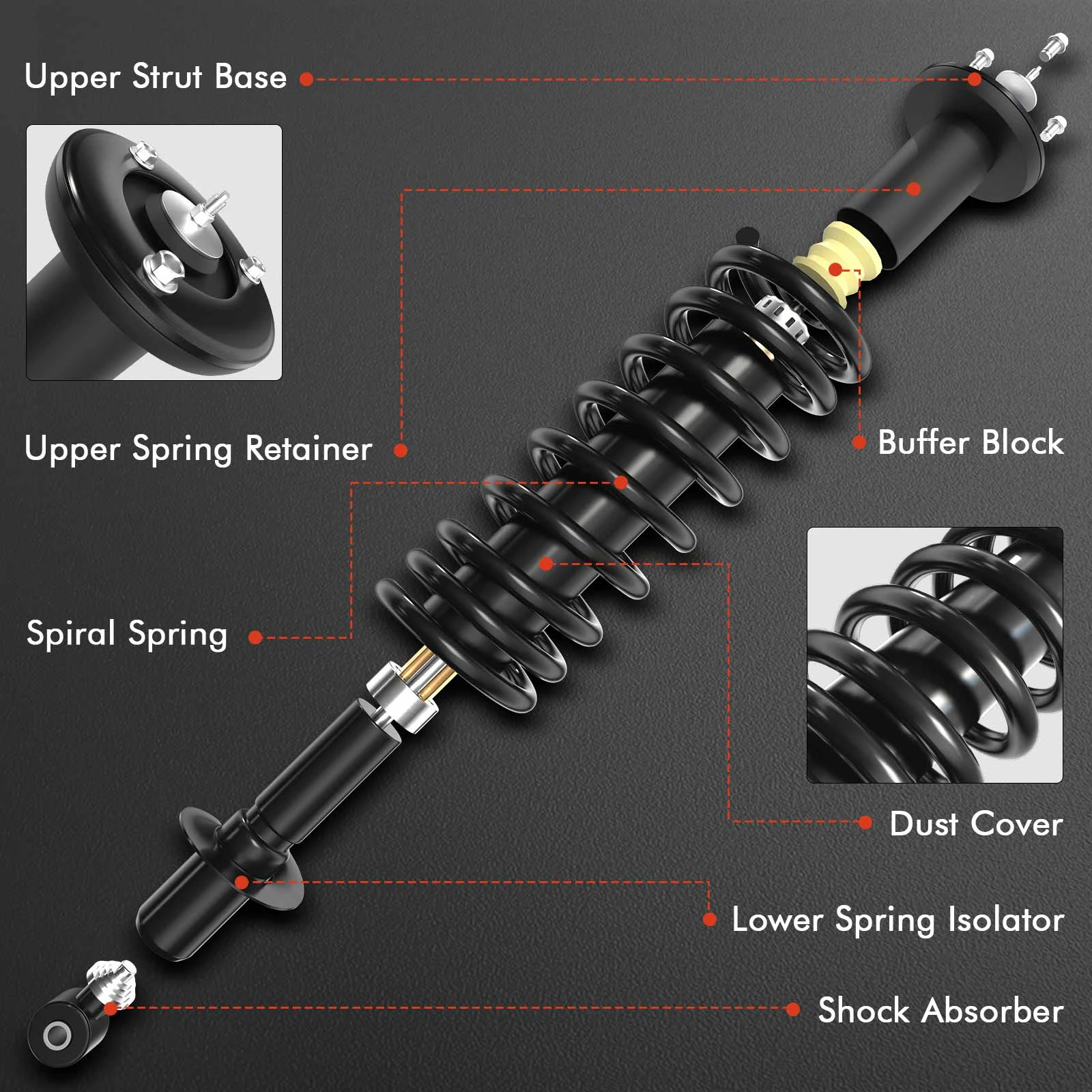 2-Pc Complete Strut + Coil Spring, Front Driver & Passenger, A-Premium APSA2040