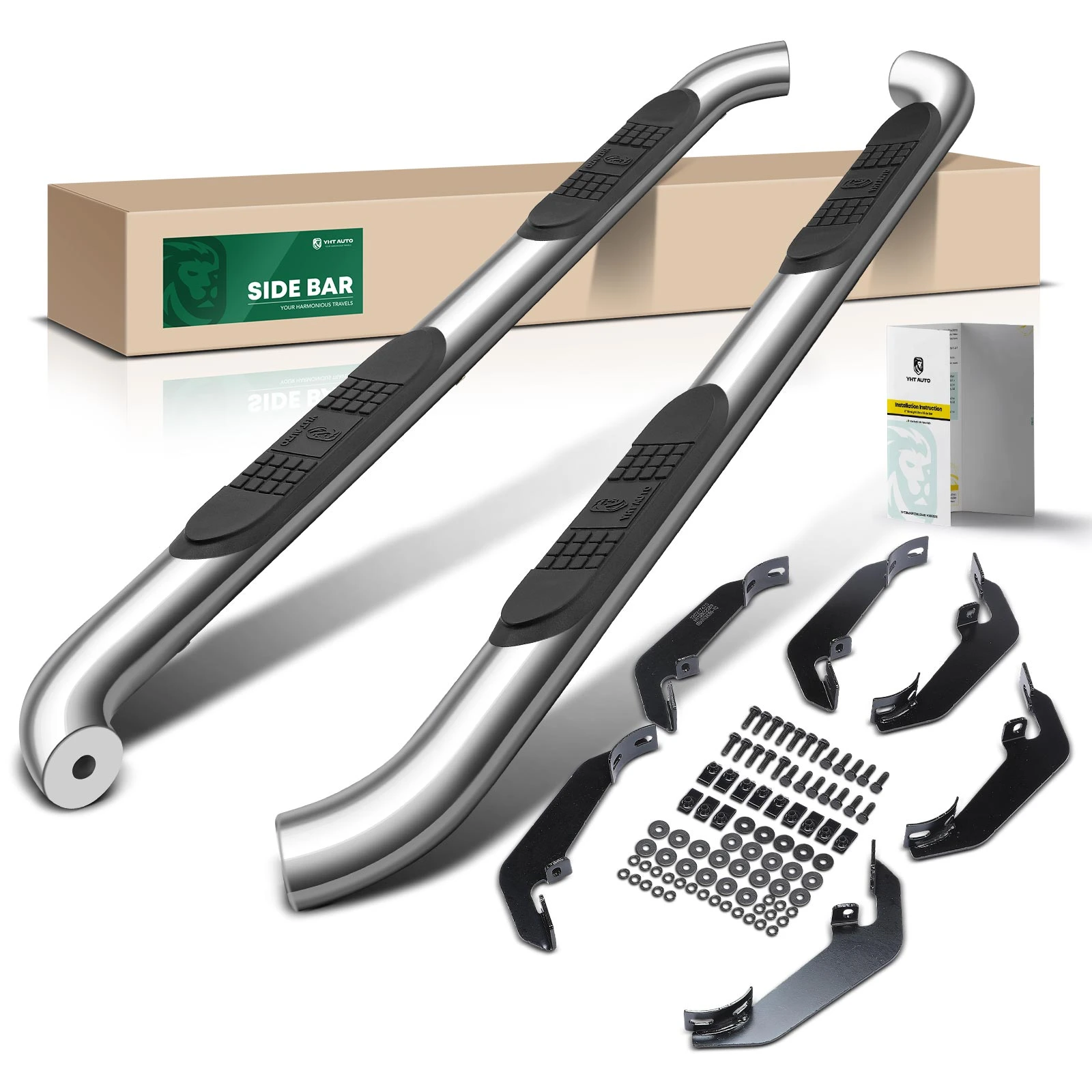 3 Inch Chrome S/S 304 Round Side Step Bars for 2009-2015 Honda Pilot