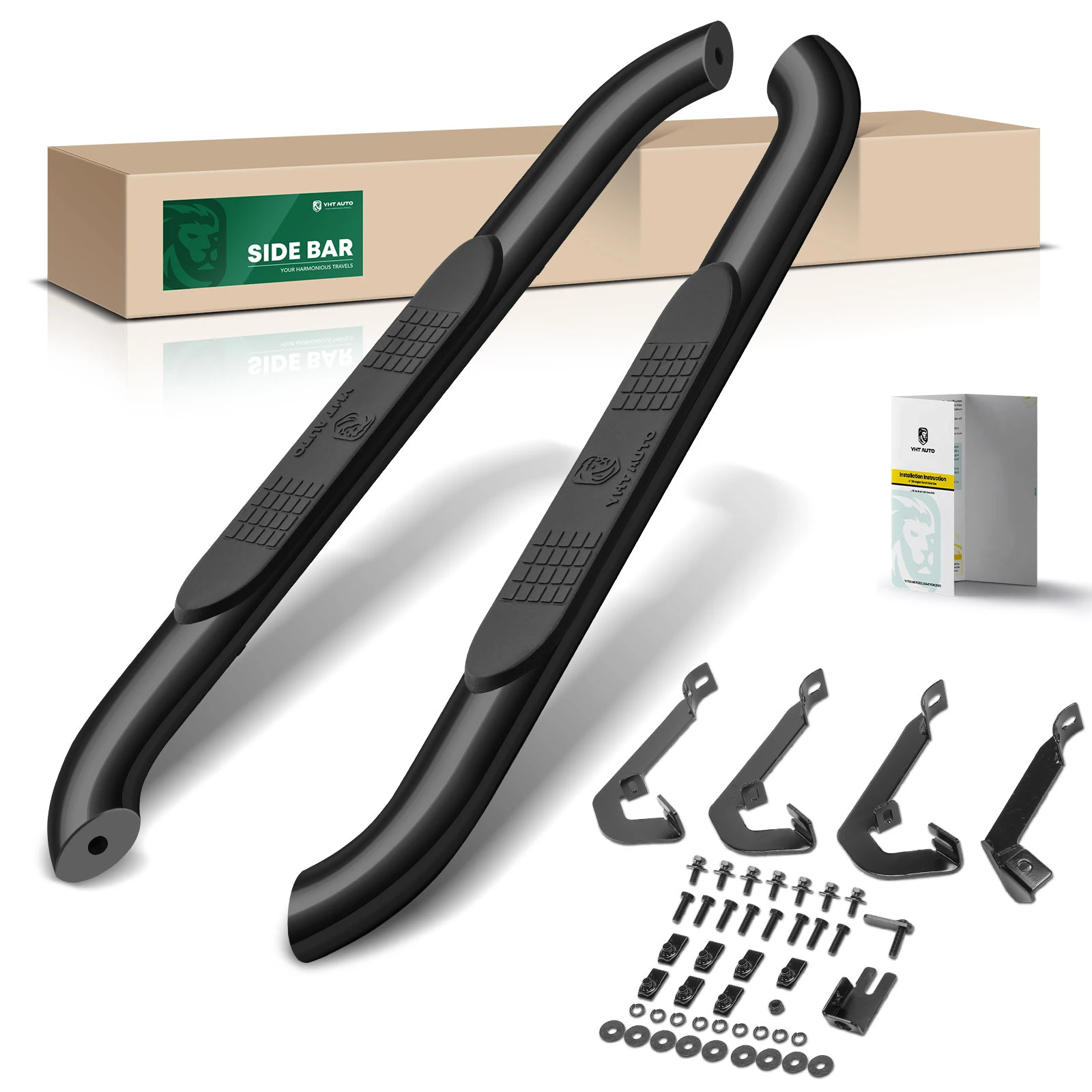 4 Inch Black Steel Oval Bent End Side Step Bars