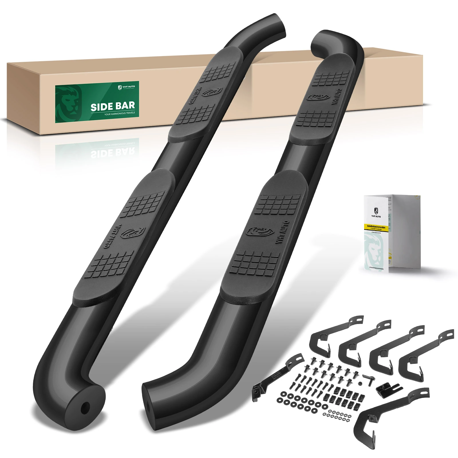 4 Inch Black Steel Oval Bent End Side Step Bars