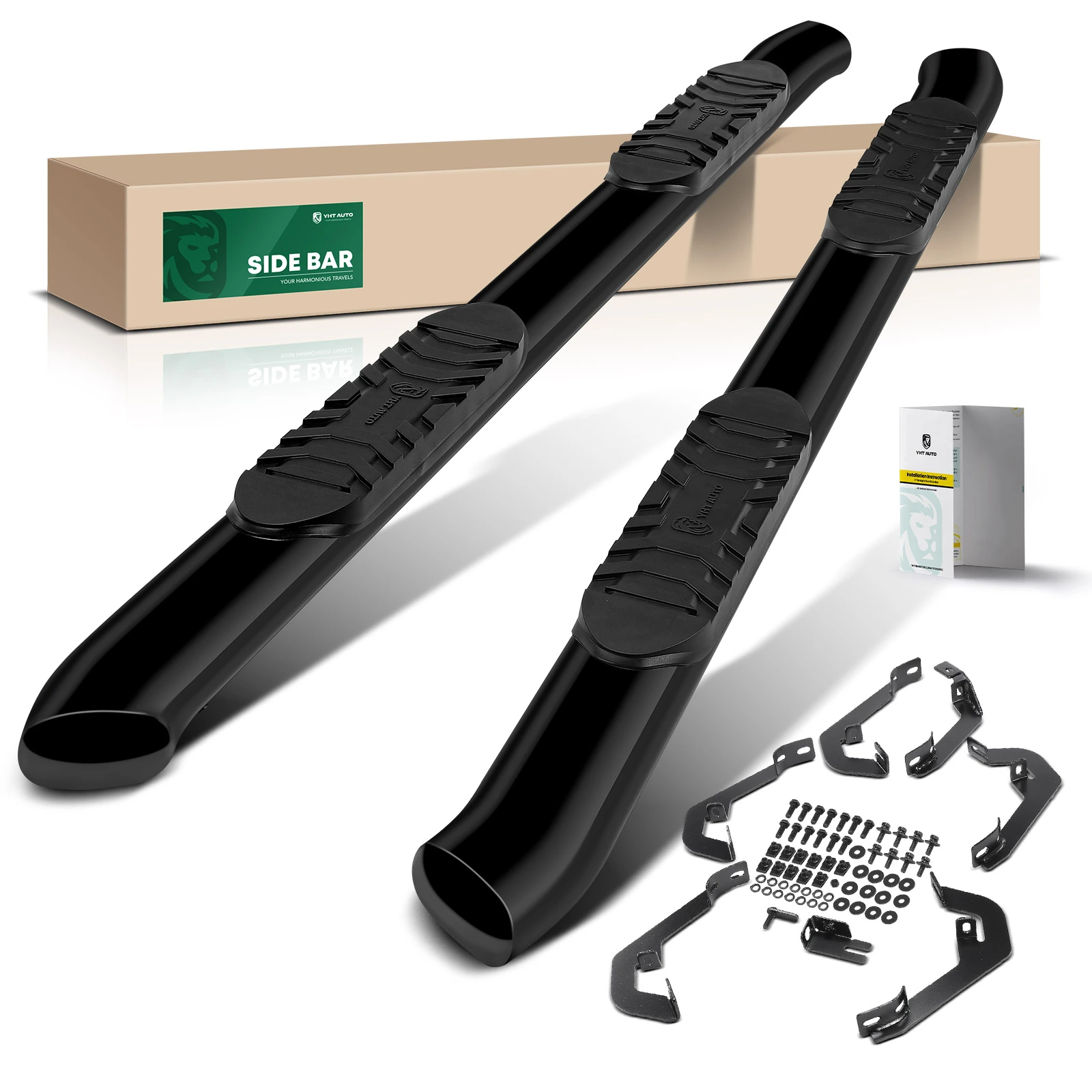 5 Inch Black Steel Oval Bent End Side Step Bars