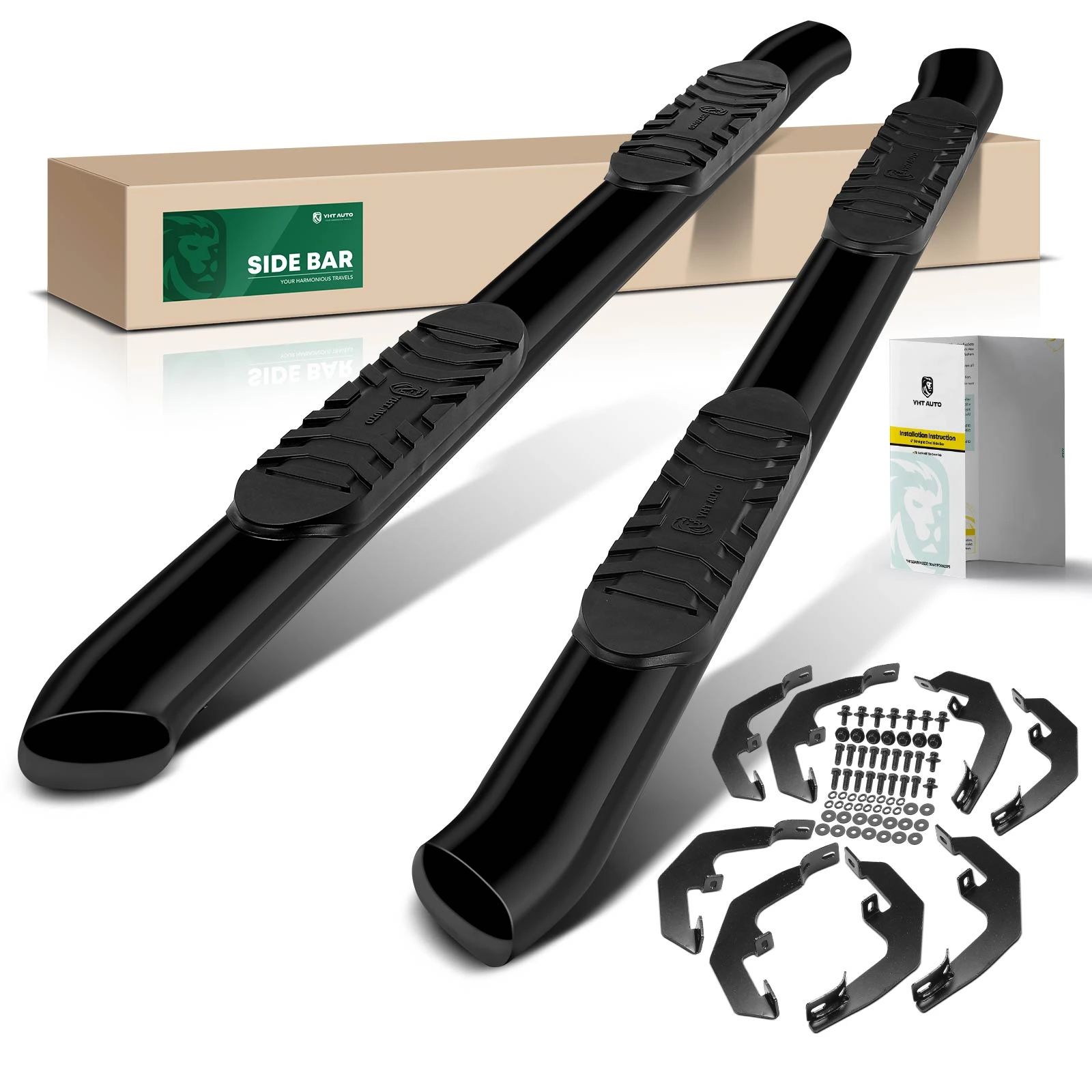 5 Inch Black Steel Oval Bent End Side Step Bars