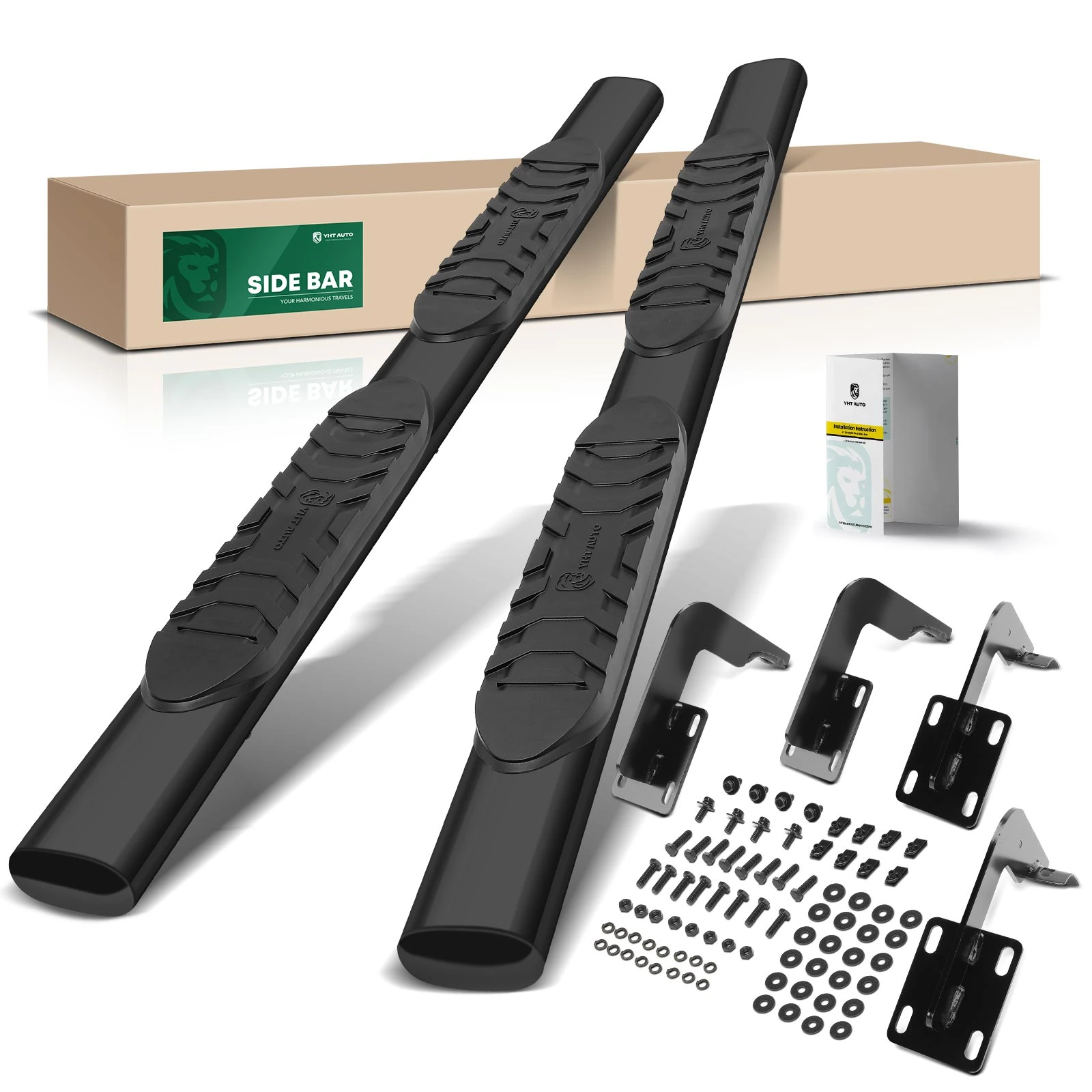 5 Inch Black Steel Oval Straight Side Step Bars for 1999-2016 Ford F-250 Super Duty