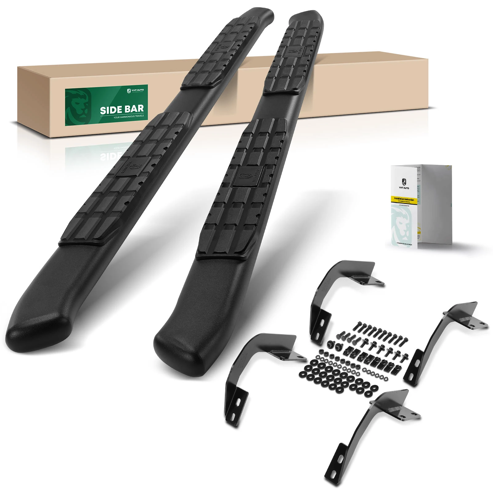 4.25 Inch Textured Black Steel Side Step Bars for 2002-2016 Ford F-550 Super Duty