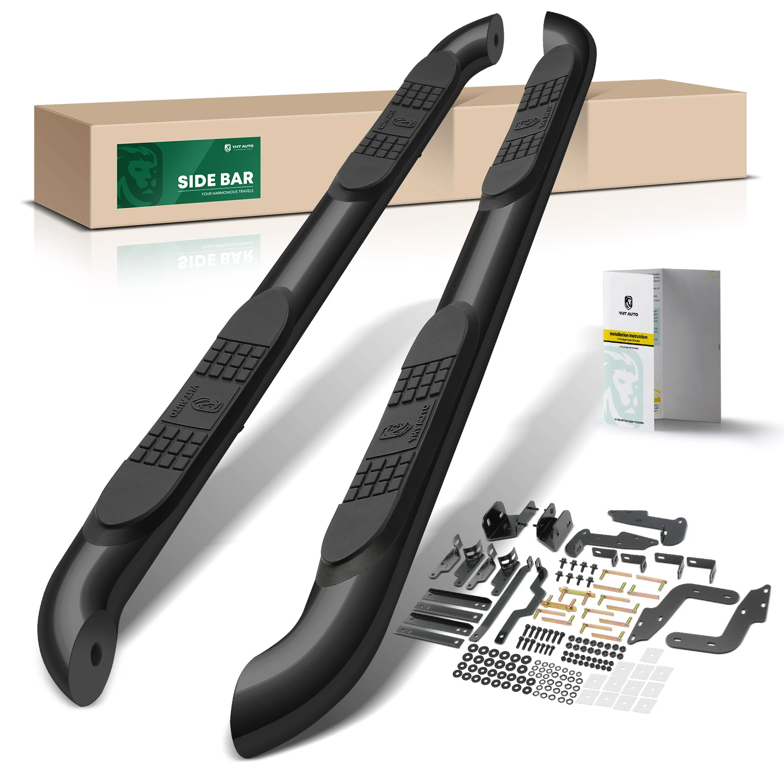 3 Inch Black Steel Round Side Step Bars