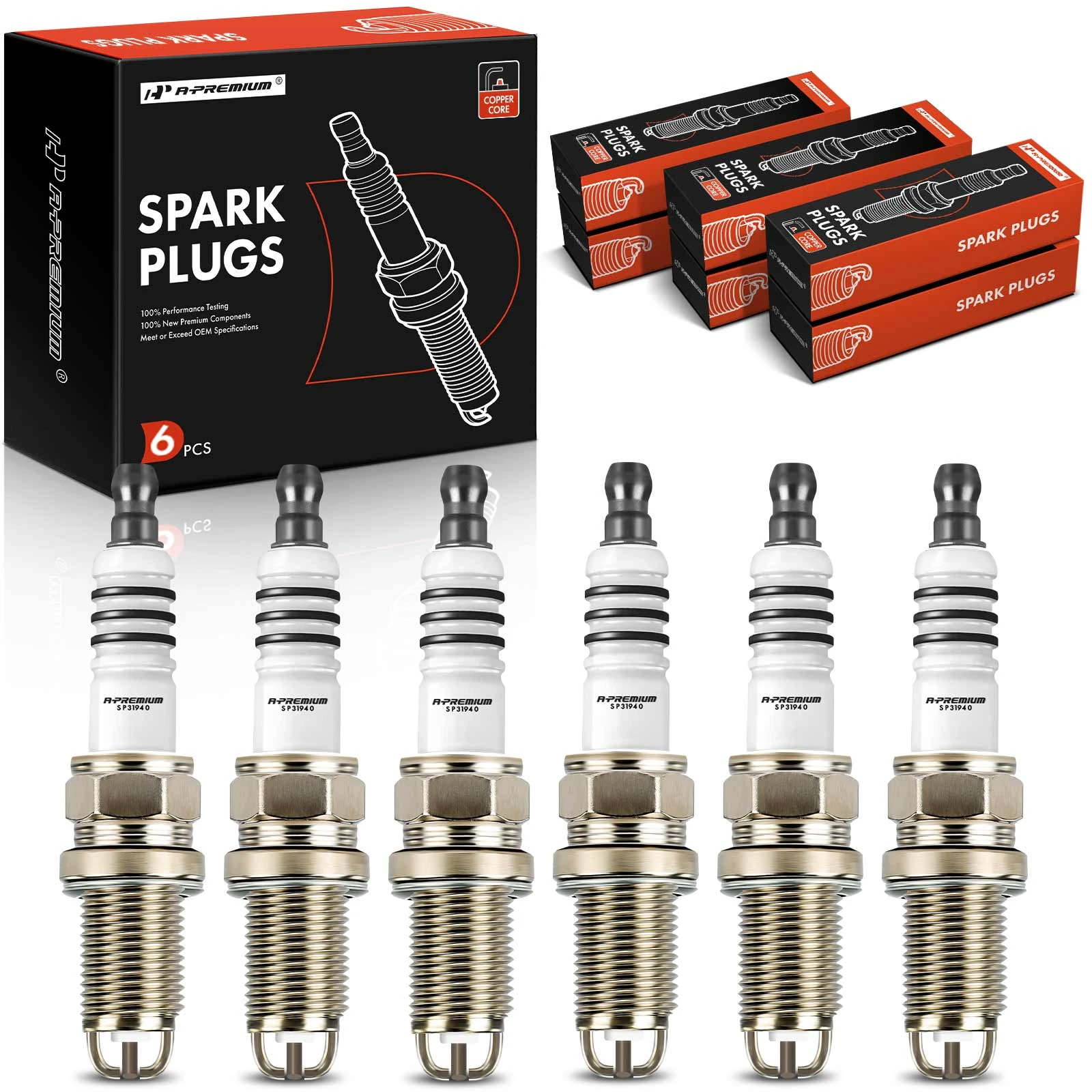 6 Pcs Nickel Spark Plugs