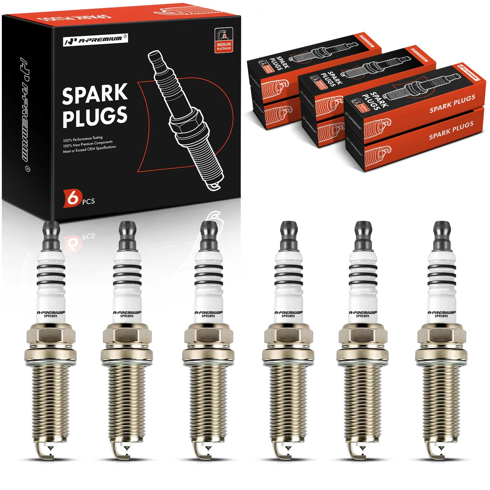 6 Pcs Iridium & Platinum Spark Plugs