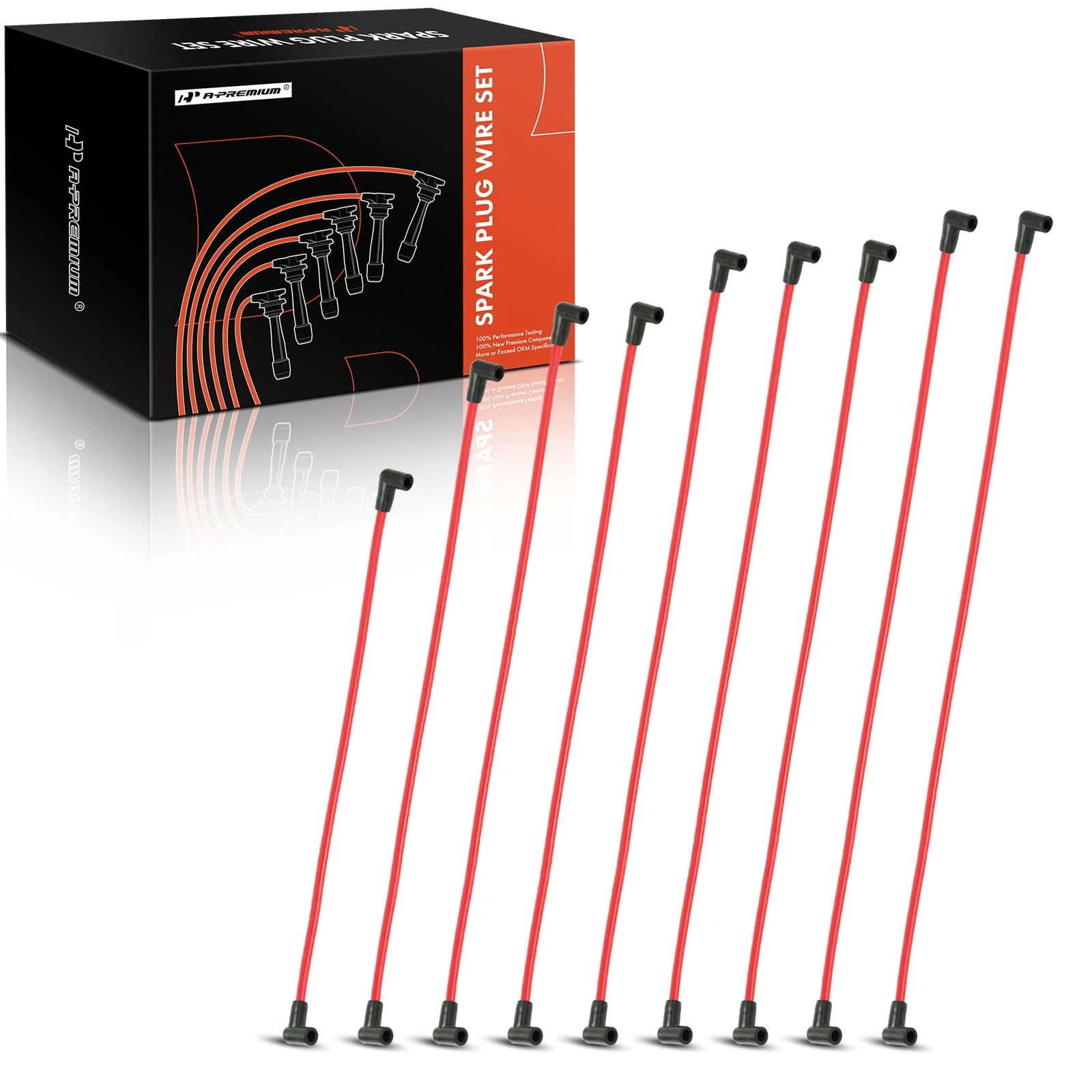 9 Pcs Red 10.5 mm Spark Plug Wire Set