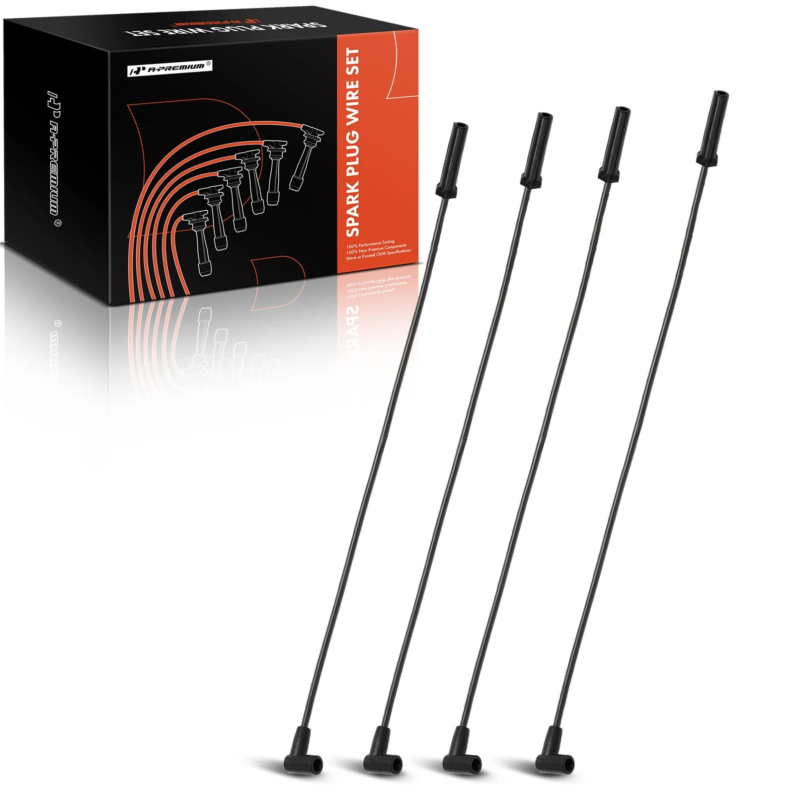 4 Pcs Black 7 mm Spark Plug Wire Set for 1996-1997 Isuzu Hombre