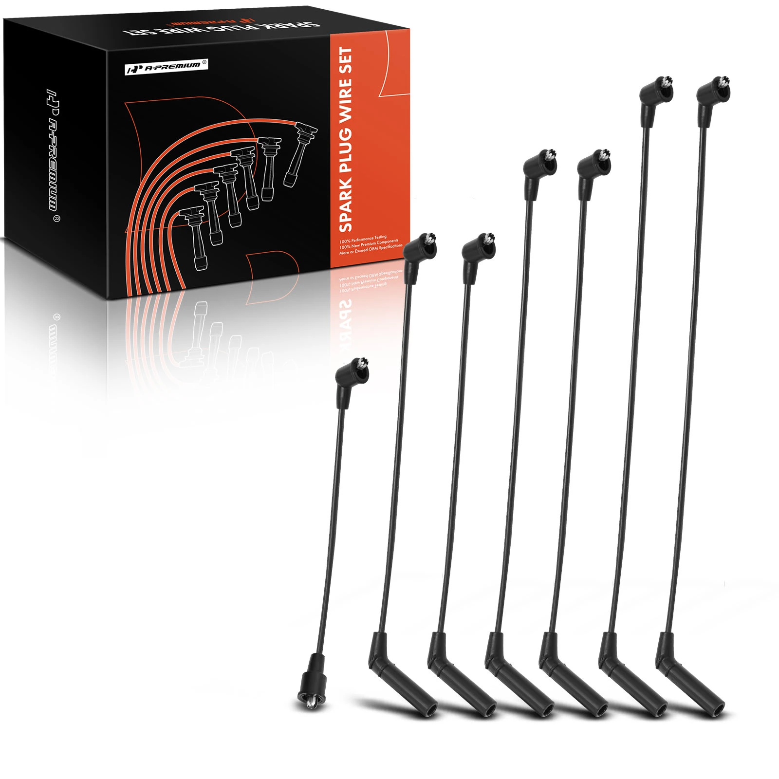 7 Pcs Black 7 mm Spark Plug Wire Set