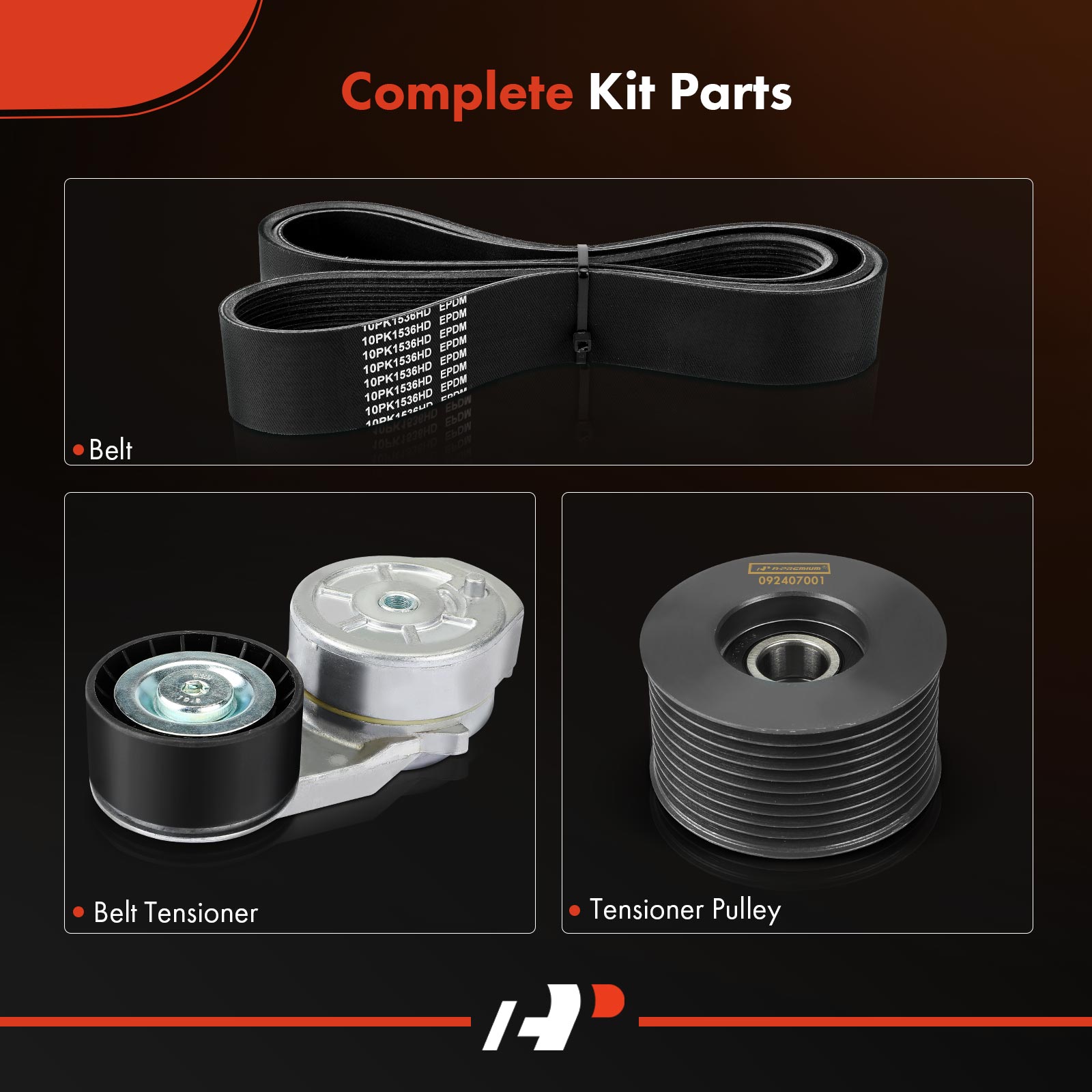 3 Pcs Serpentine Belt Drive Component Kit for Volvo VNL 2007-2014 VNM Mack CXU