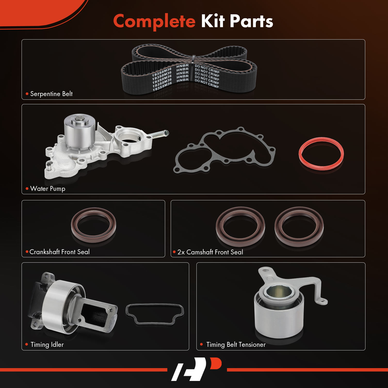 8 Pcs Timing Belt Kit with Water Pump for Toyota 4Runner Pickup 1988-1992 V6 3.0L GAS