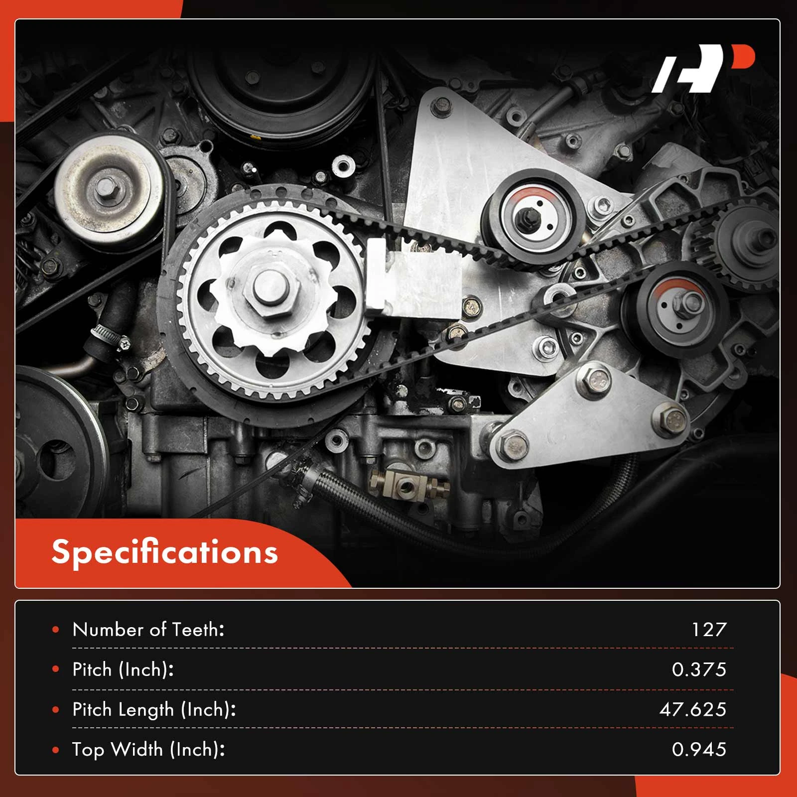 Engine Timing Belt for Honda Prelude 1992-1996 L4 2.3L GAS 127 Tooth