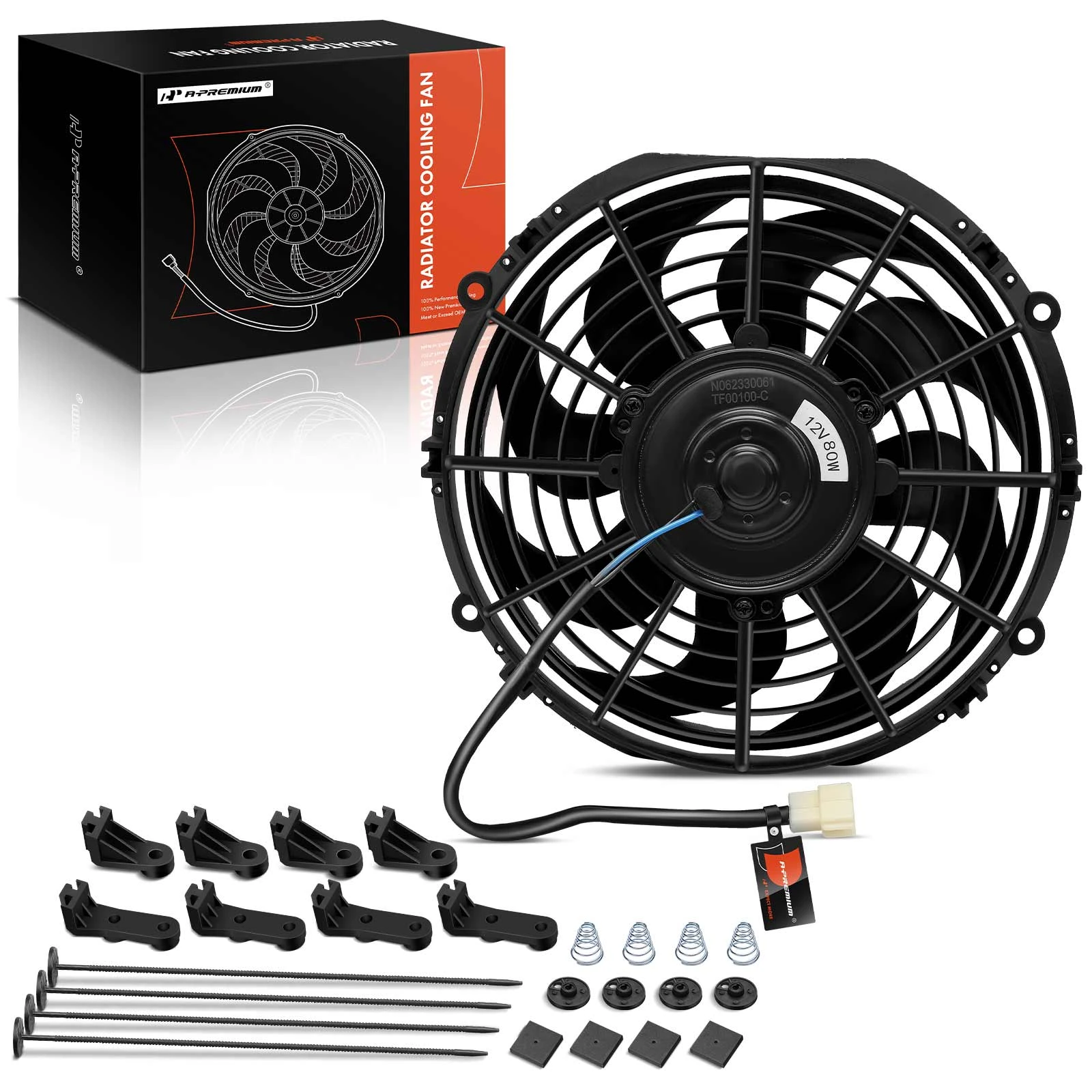 10 Inch Universal Electric Radiator Cooling Fan & Mounting Kit 12V 80W