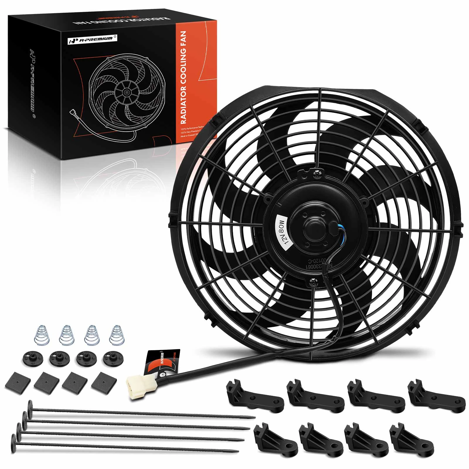 12 Inch Universal Electric Radiator Cooling Fan & Mounting Kit 12V 90W