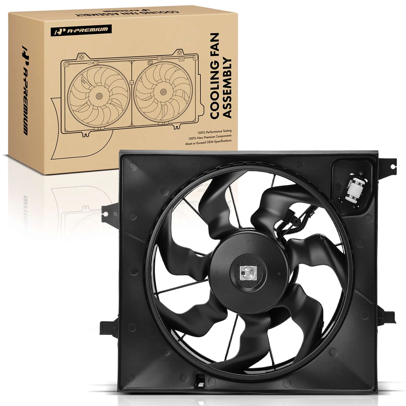 Front Radiator Cooling Fan Assembly with Shroud for Kia Soul 2010-2011 L4 1.6L