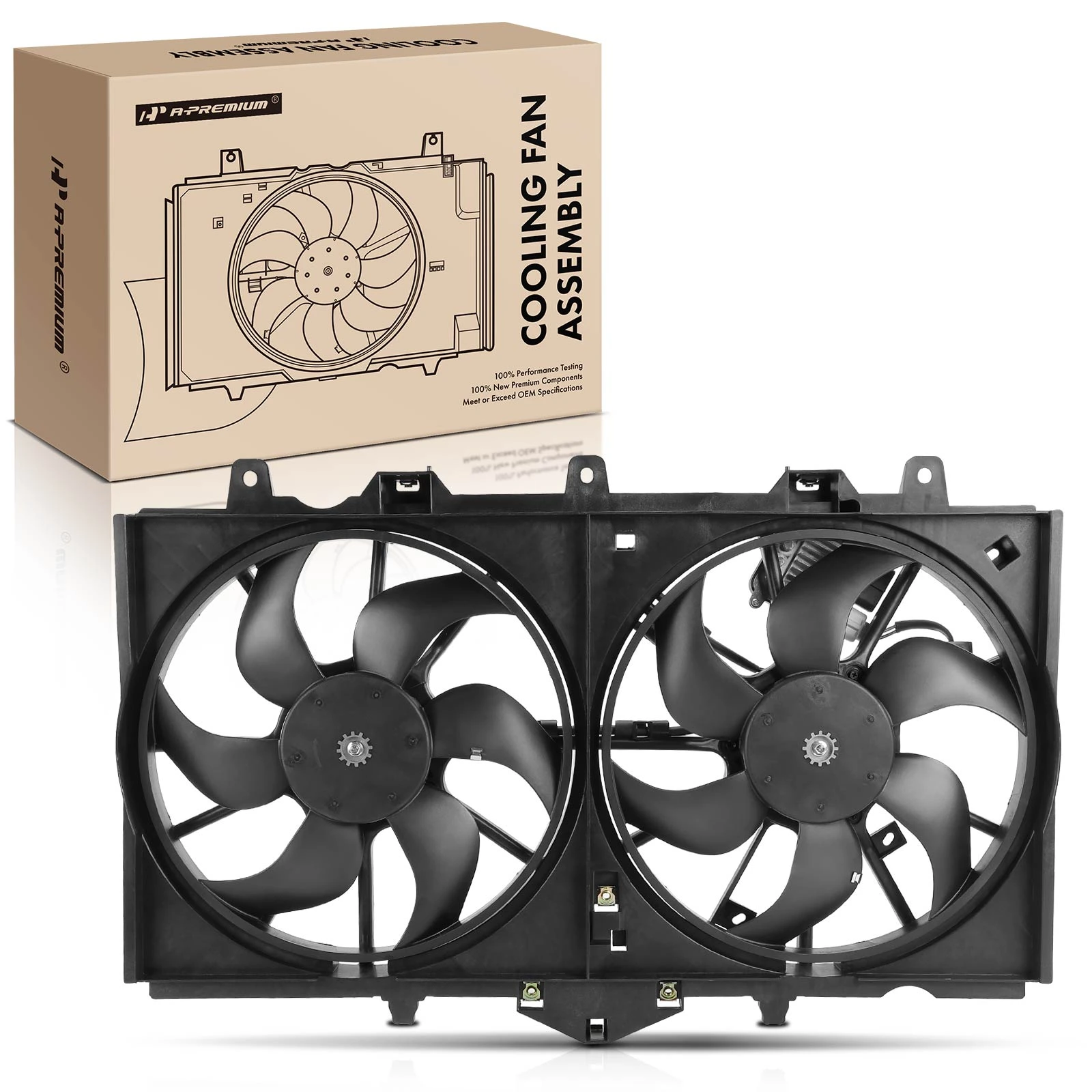 Dual Cooling Fan Assembly with Fan Control Module for 2014-2018 INFINITI Q50