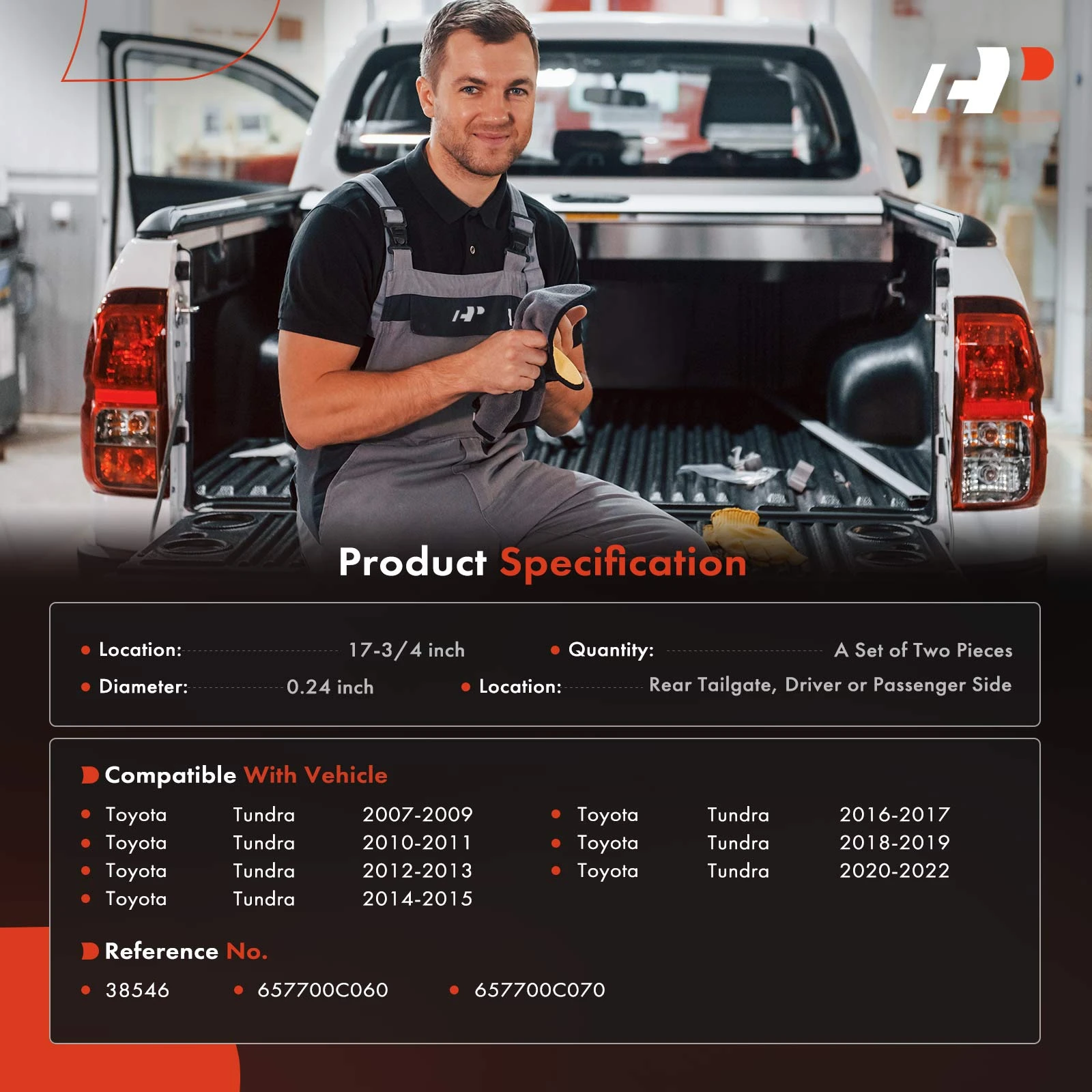 2 Pcs Rear Tailgate Support Cable for Toyota Tundra 2007-2022