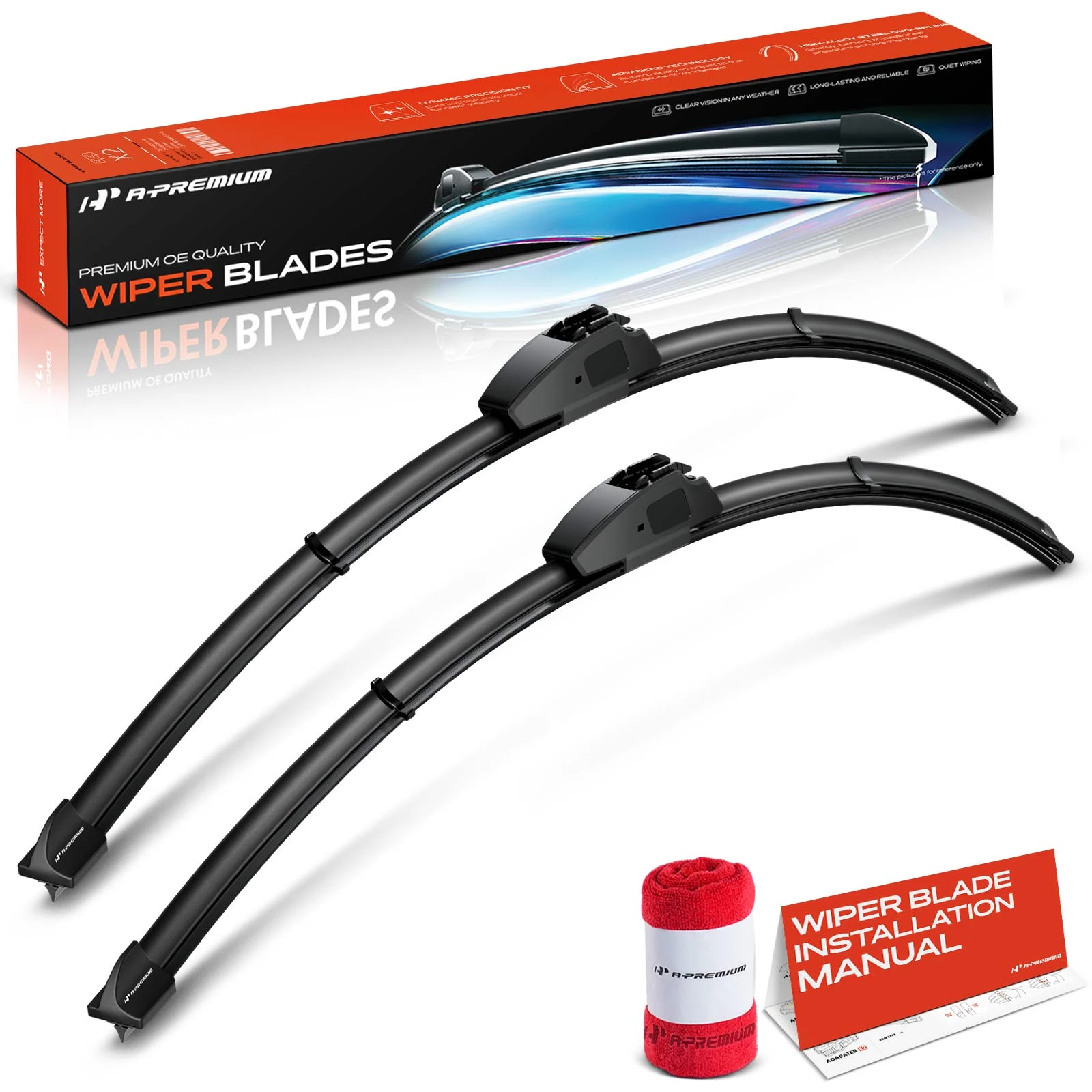 1996-2007 Chrysler Town & Country 2pc 28″ Beam Windshield Wiper Blades All Season, Quiet, Streak Free A-Premium APWB040