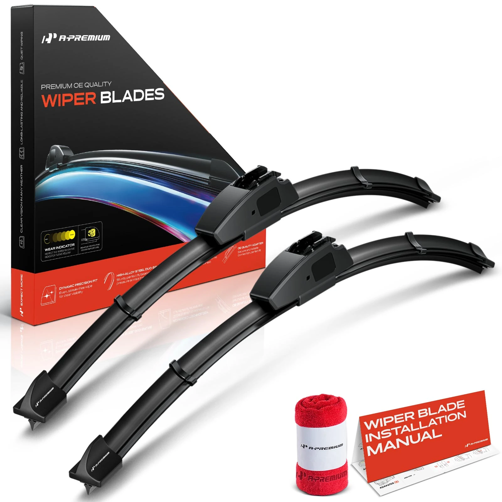 2006-2010 Jeep Commander 2pc 18″ Beam Windshield Wiper Blade All Season, Quiet, Streak Free A-Premium APWB054