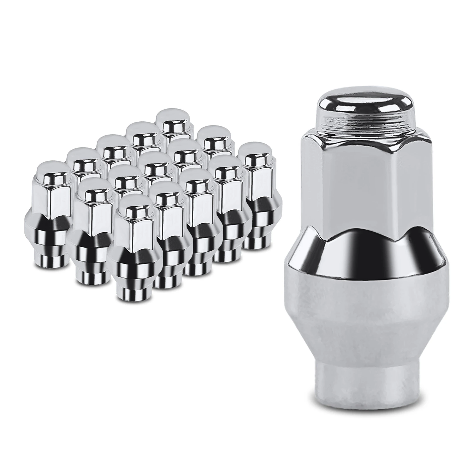 16 Pcs Front & Rear Chrome M10x1.25 Wheel Lug Nut for 2017-2022
