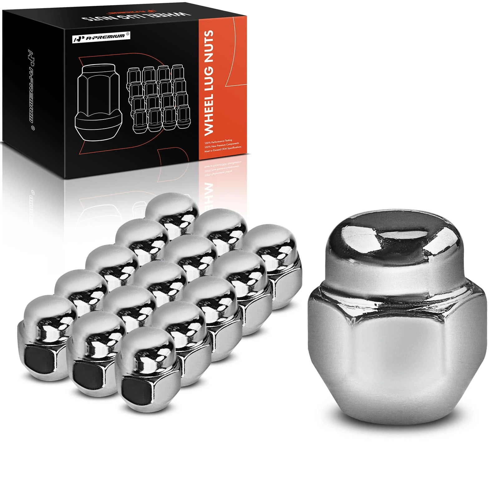 16 Pcs Front & Rear M12-1.25 Wheel Lug Nut