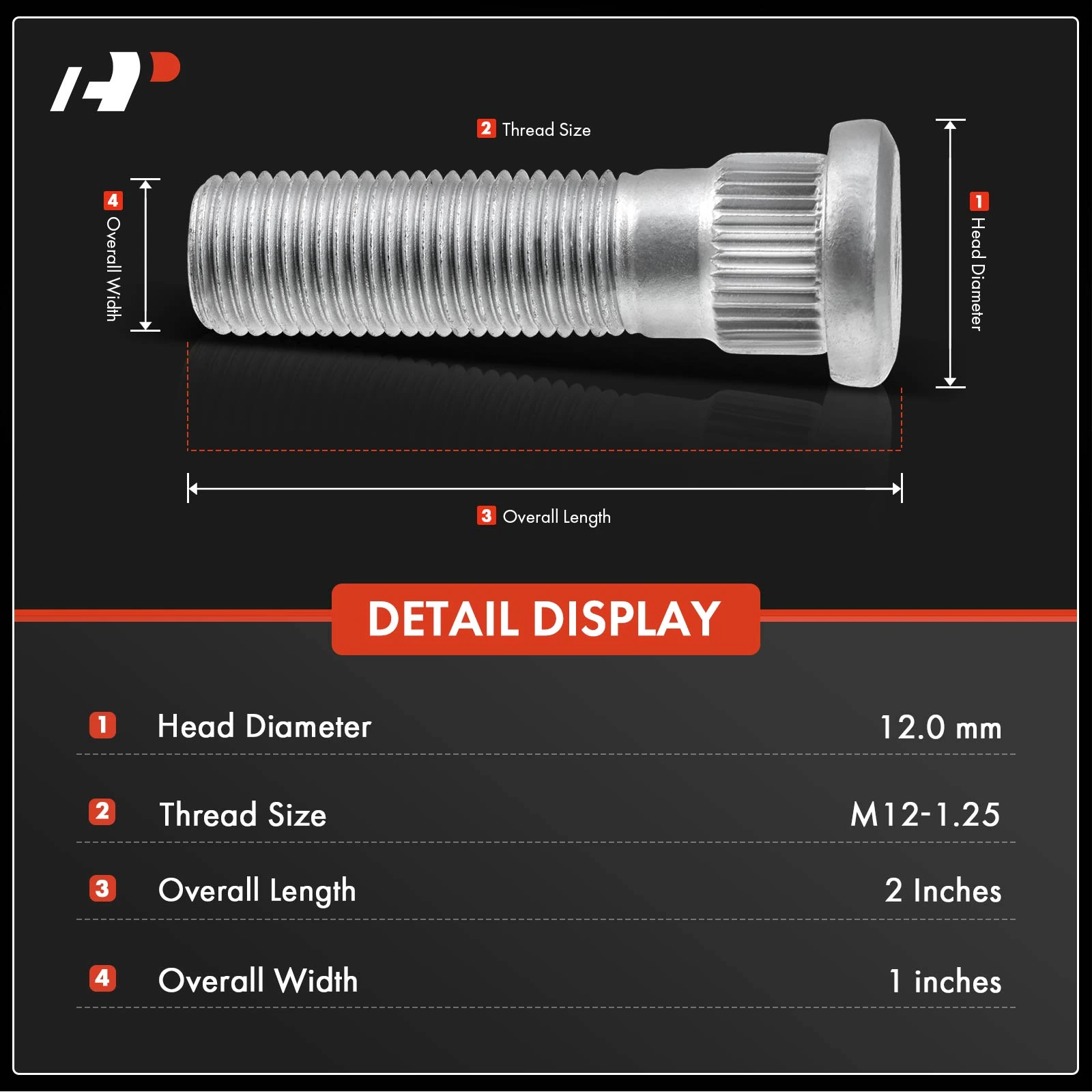 10 Pcs Front or Rear M12-1.25 Wheel Lug Stud for Nissan Pathfinder INFINITI Mercury