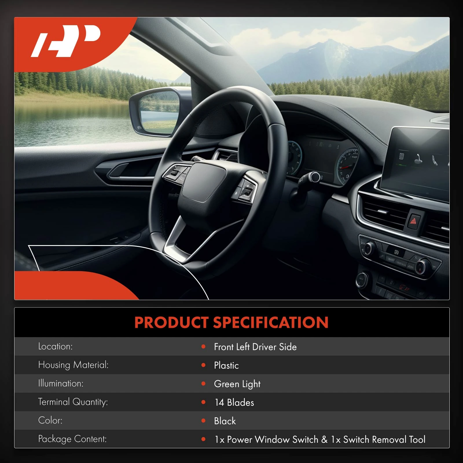 A-Premium APWS1141 Window Switch Front Left Driver Side