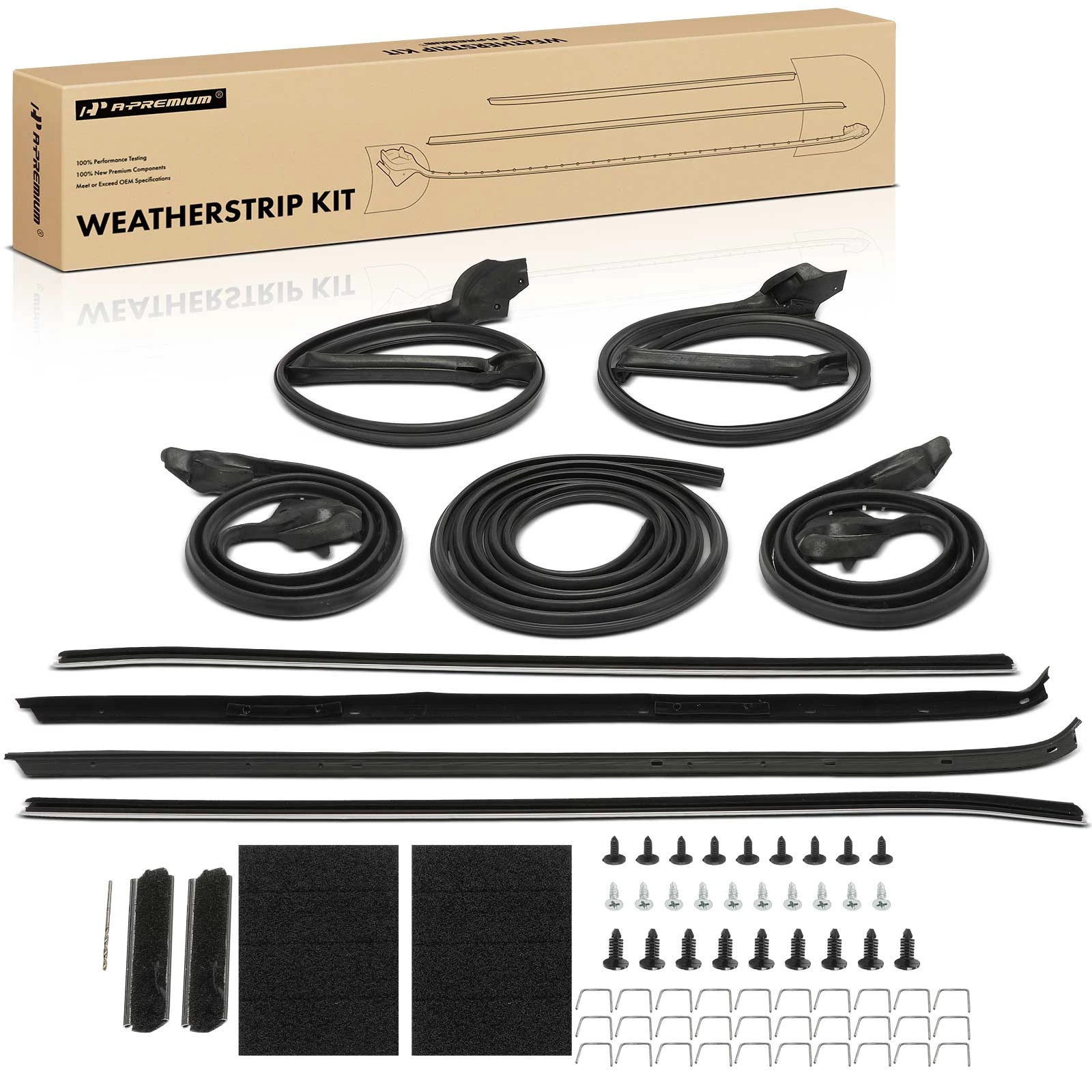 9 Pcs Roof Rail Window Door Trunk Weatherstrip Seal