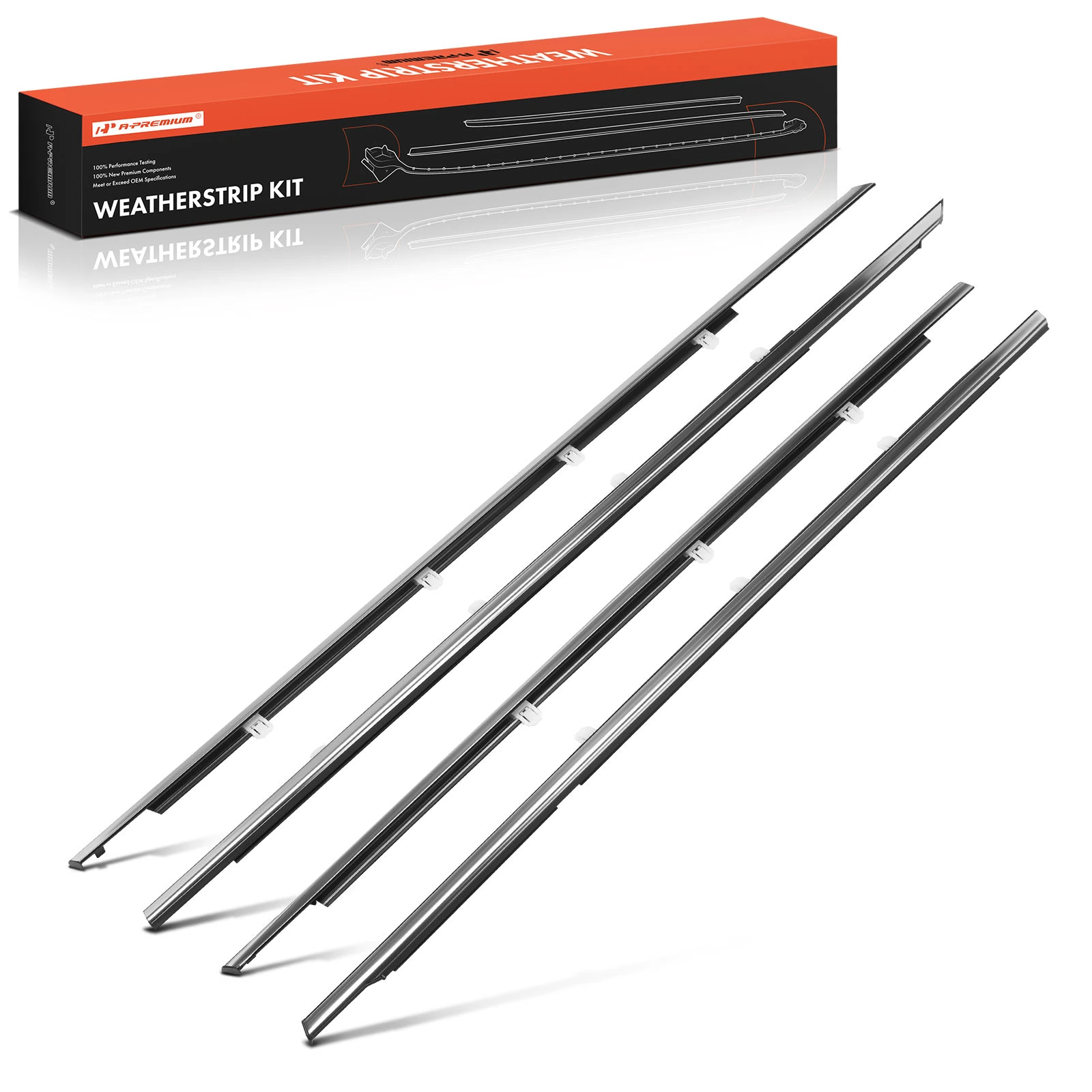 4pcs Front & Rear Window Weatherstrip Seal with Clips