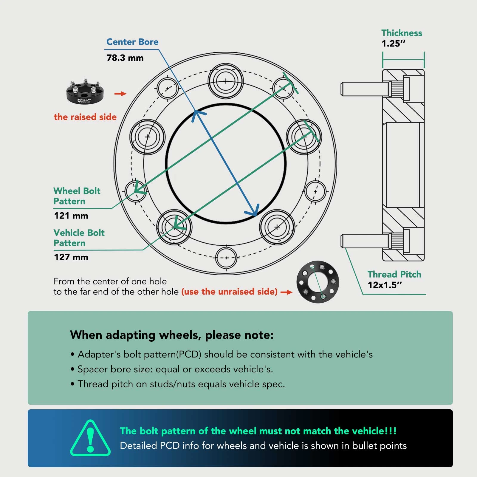 4 Pcs 5x5 to 5x4.75 inches Wheel Adapters 12x1.5 78.3mm 1.25 inches for Chevrolet Buick
