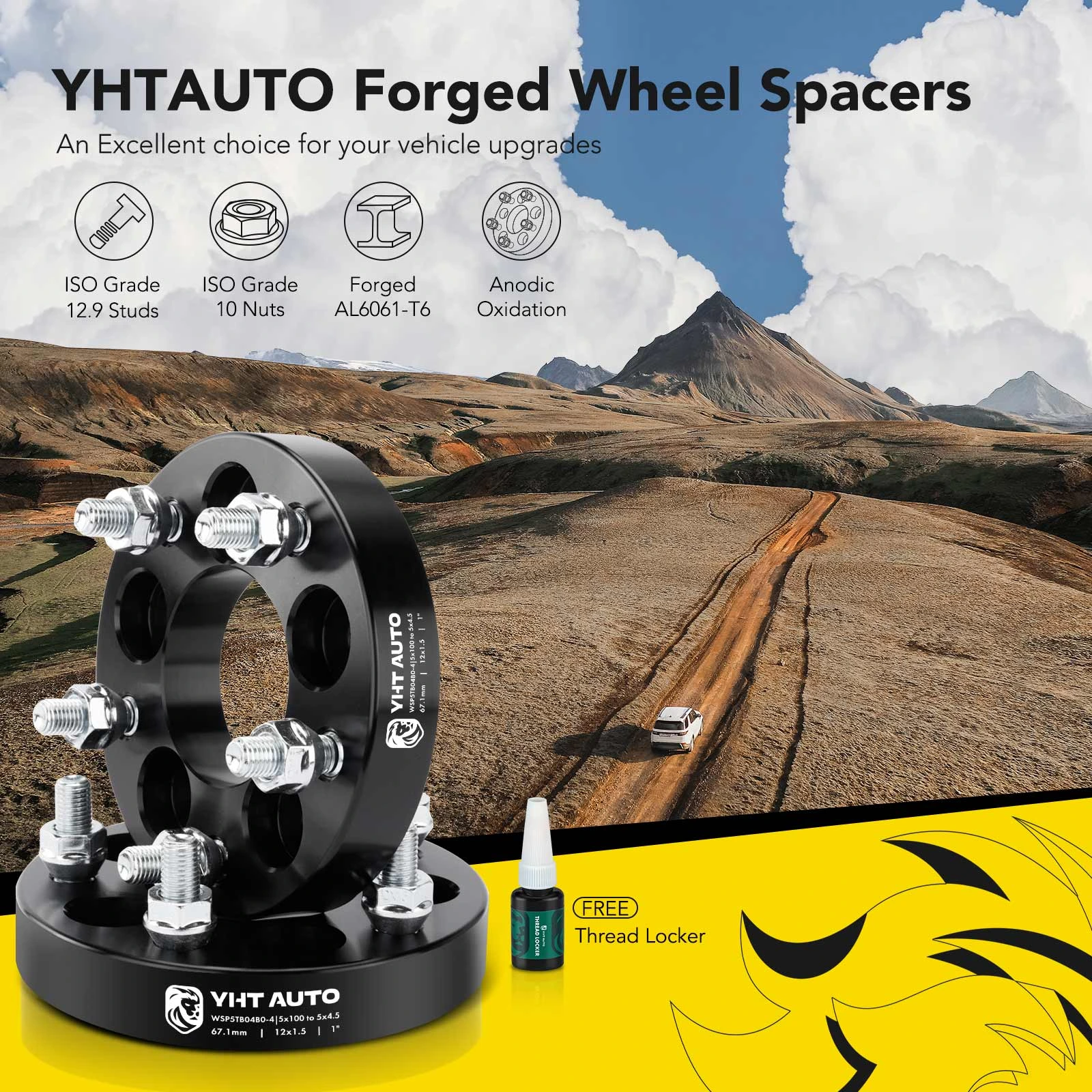 4 Pcs 1 inches Black 5x3.94 to 5x4.5 inches Wheel Adapters M12x1.5 67.1mm for 2005-2010 Scion tC