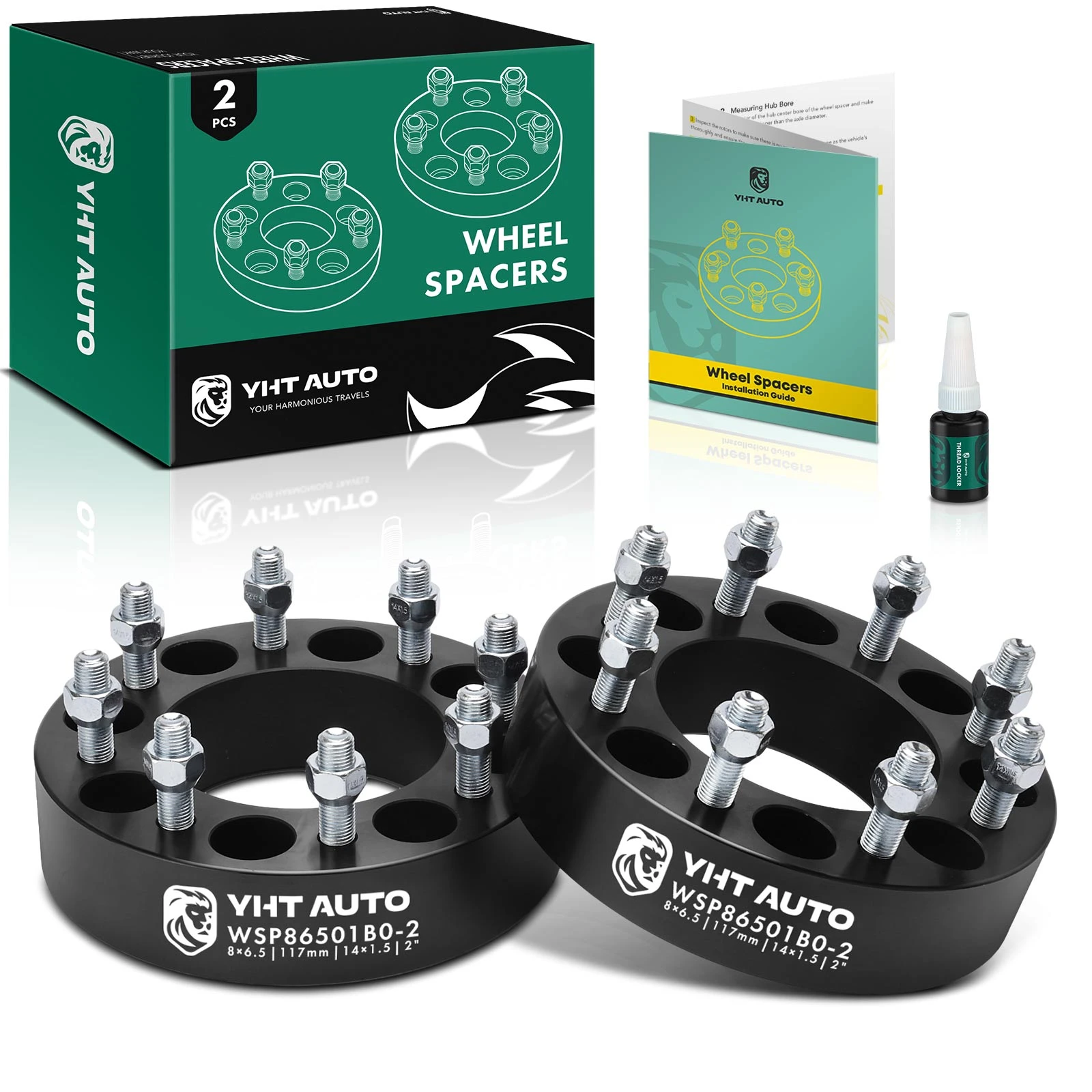 2 Pcs 2 inches Black 8x6.5 to 8x6.5 inches Wheel Spacers M14x1.5 117mm for 1994-2000 Chevrolet C3500