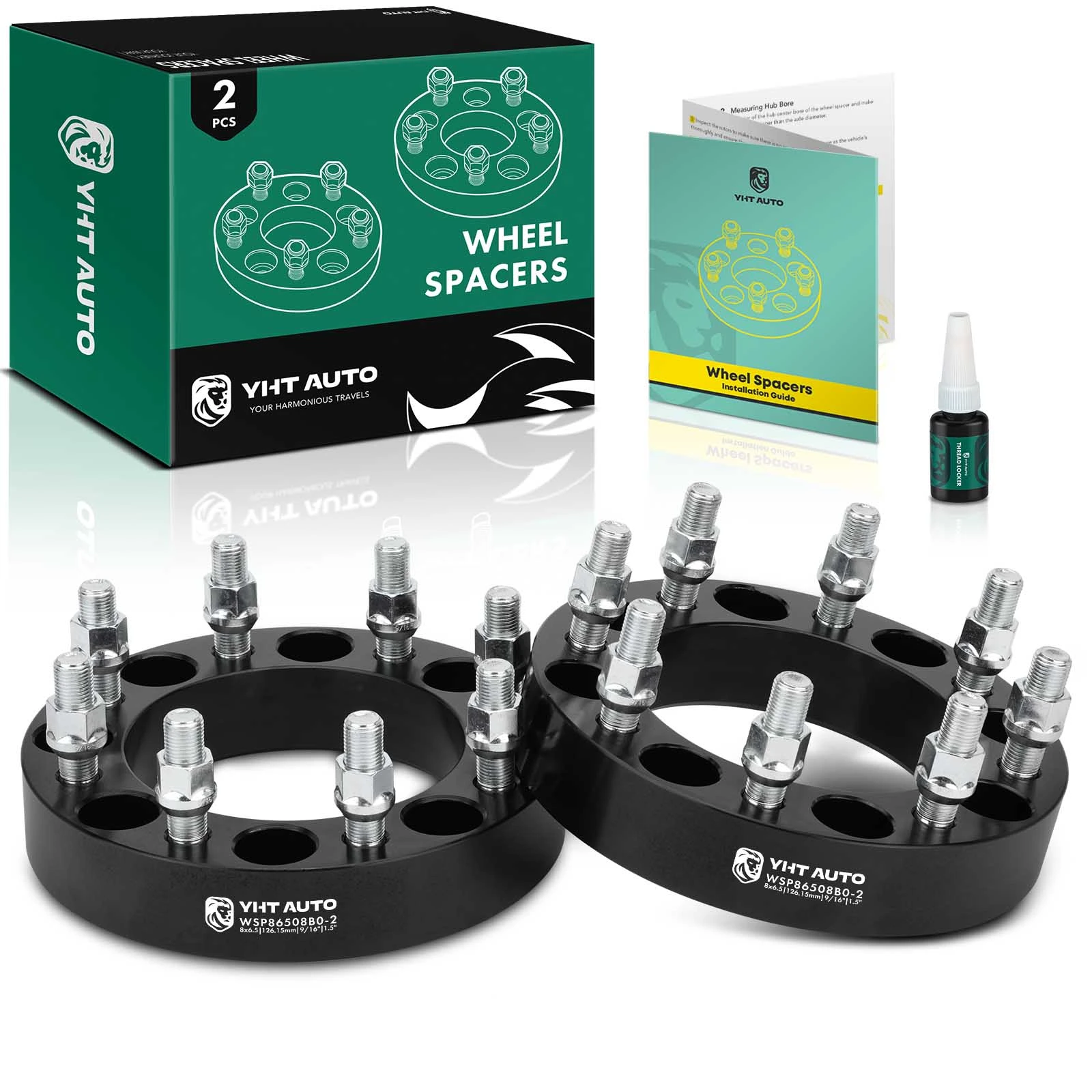 2 Pcs 1.5 inches Black 8x6.5 to 8x6.5 inches Wheel Spacers 0.5625 inch 126.15mm