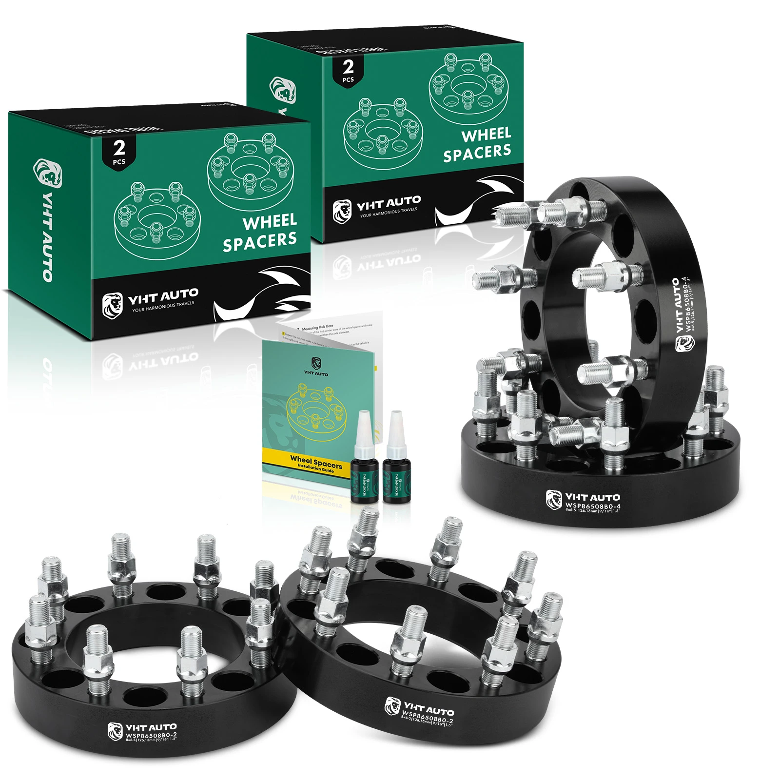 4 Pcs 1.5 inches Black 8x6.5 to 8x6.5 inches Wheel Spacers 0.5625 inch 126.15mm