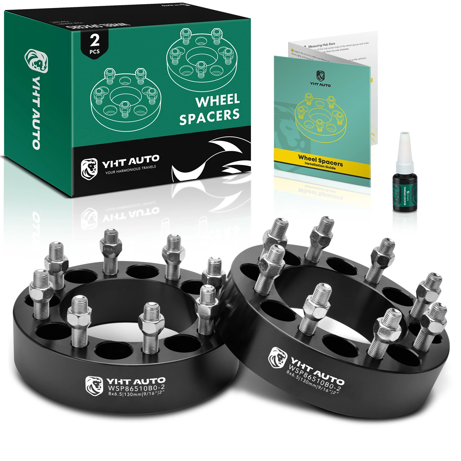 2 Pcs 2 inches Black 8x6.5 to 8x6.5 inches Wheel Spacers 0.5625 Inches 130mm