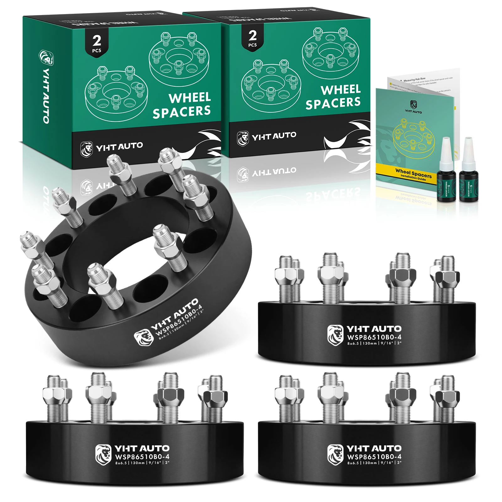 4 Pcs 2 inches Black 8x6.5 to 8x6.5 inches Wheel Spacers 0.5625 Inches 130mm