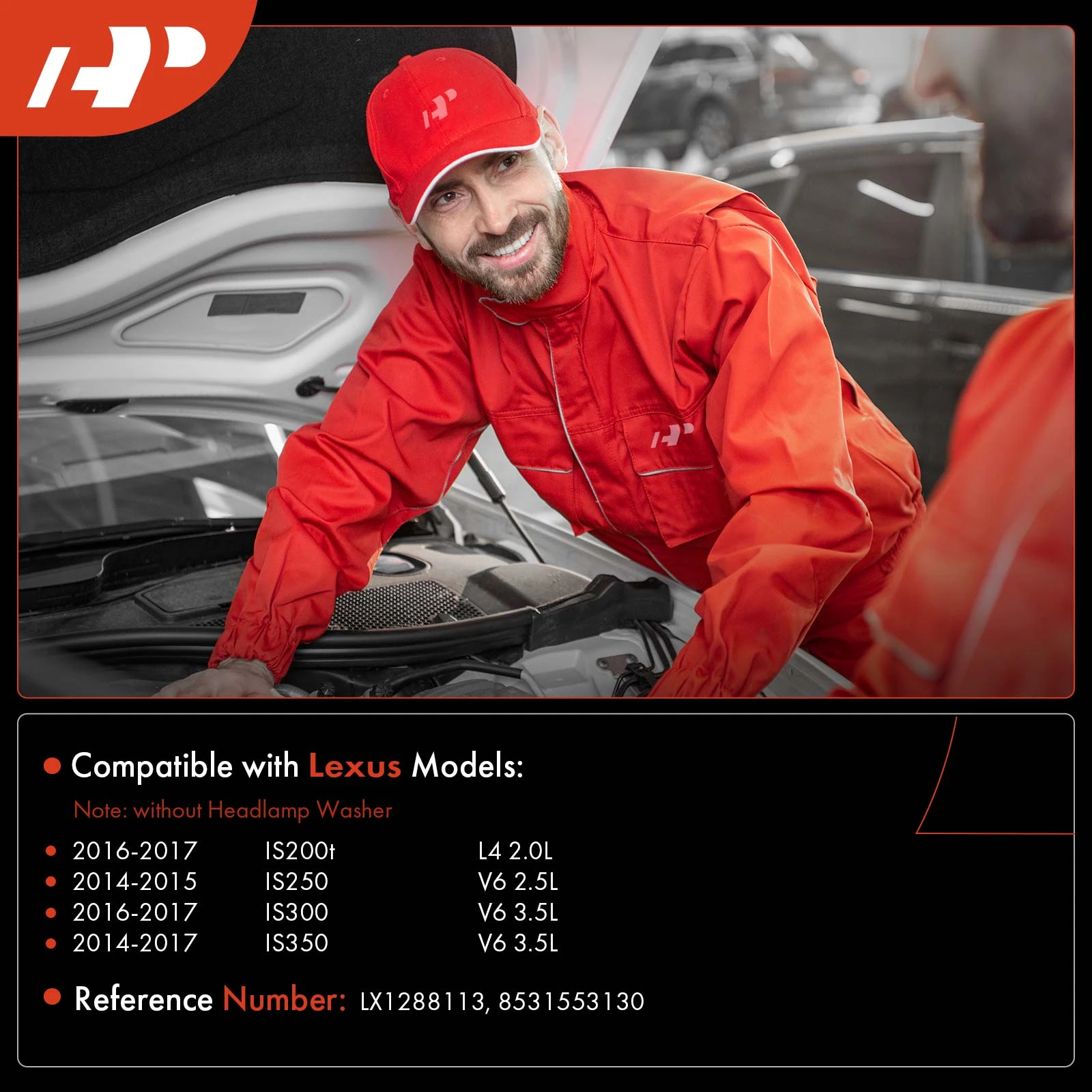 Windshield Washer Fluid Reservoir with Cap & Pump for Lexus IS200t 2016-2017 IS250