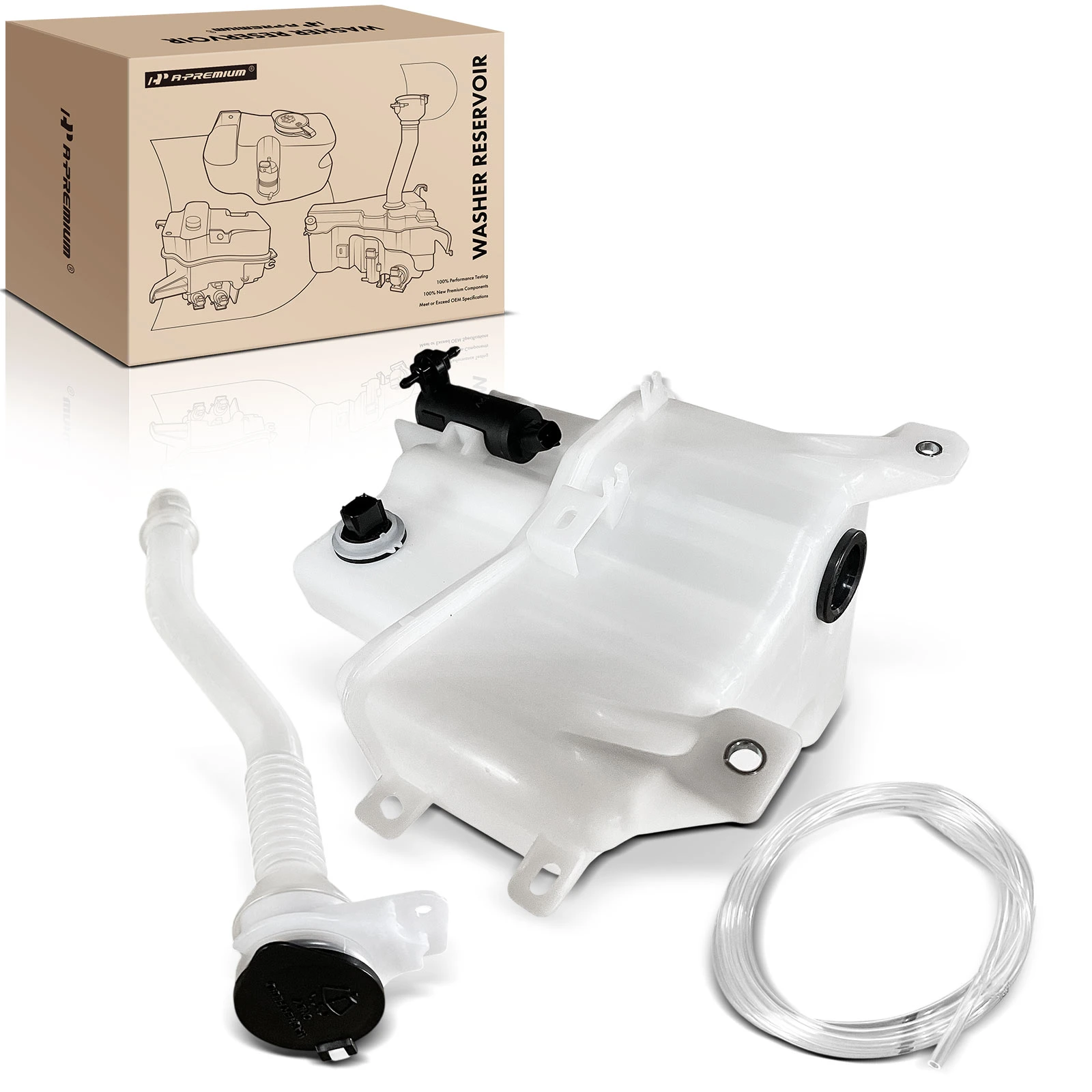 Windshield Washer Reservoir with Cap & Pump & Sensor