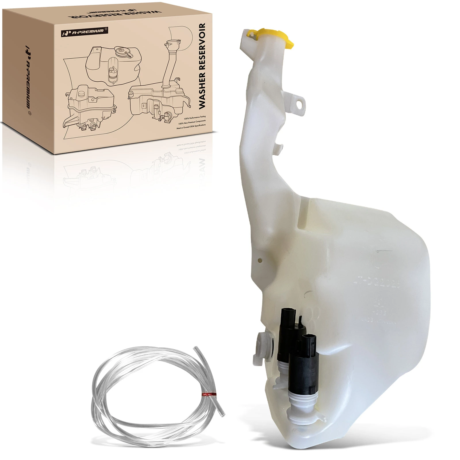 Windshield Washer Fluid Reservoir with Pump & Sensor & Hose & Cap