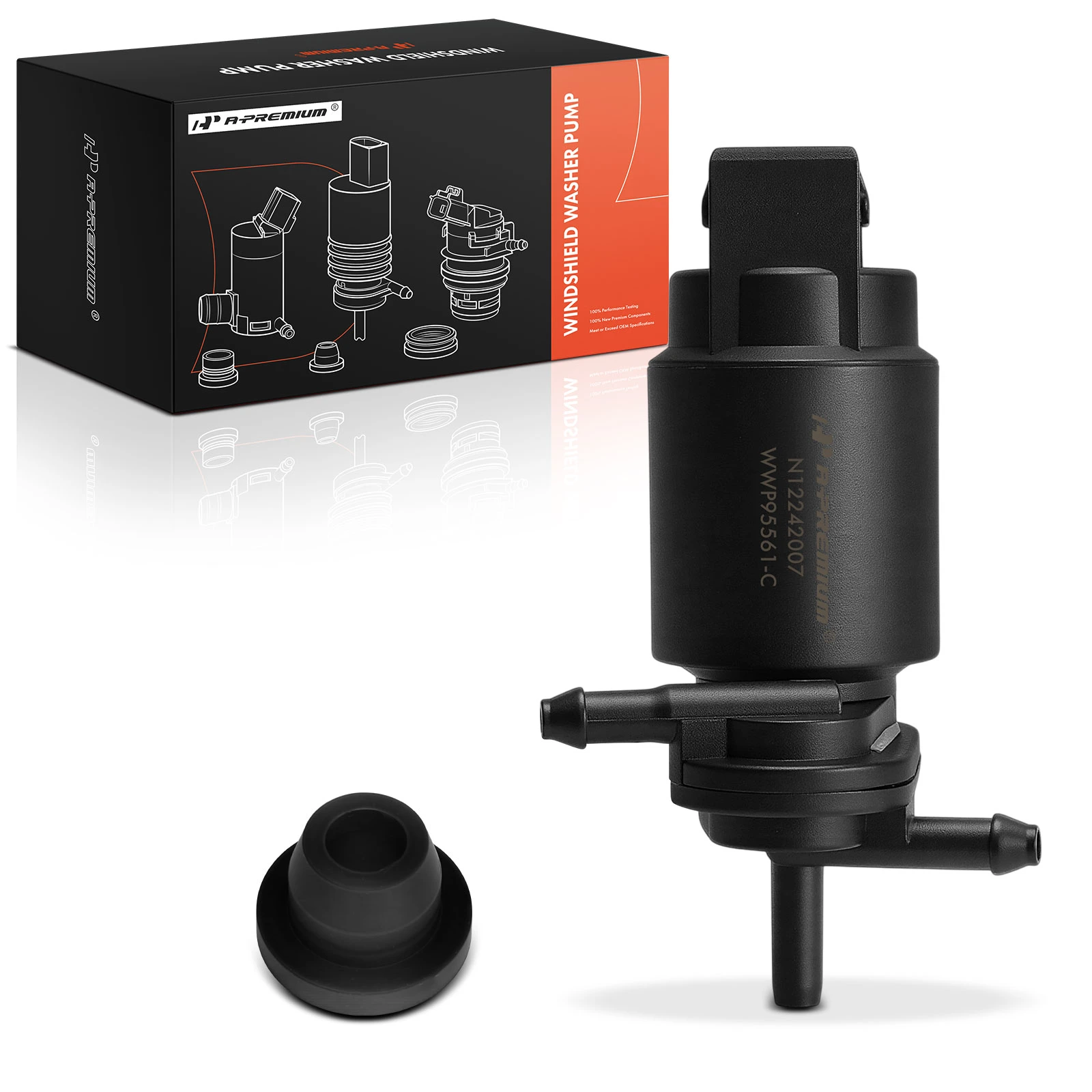 Front or Rear Windshield Washer Pump with Rubber Grommet