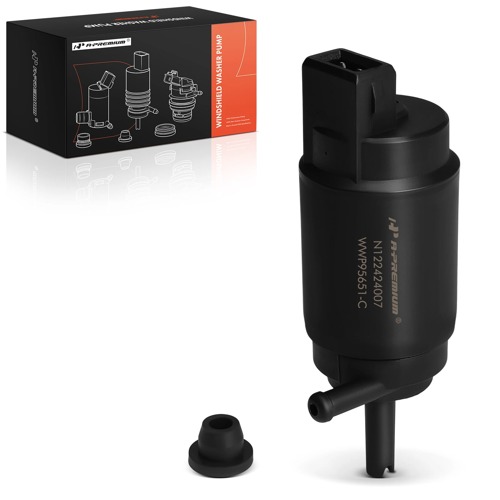 Front or Rear Windshield Washer Pump with Rubber Grommet